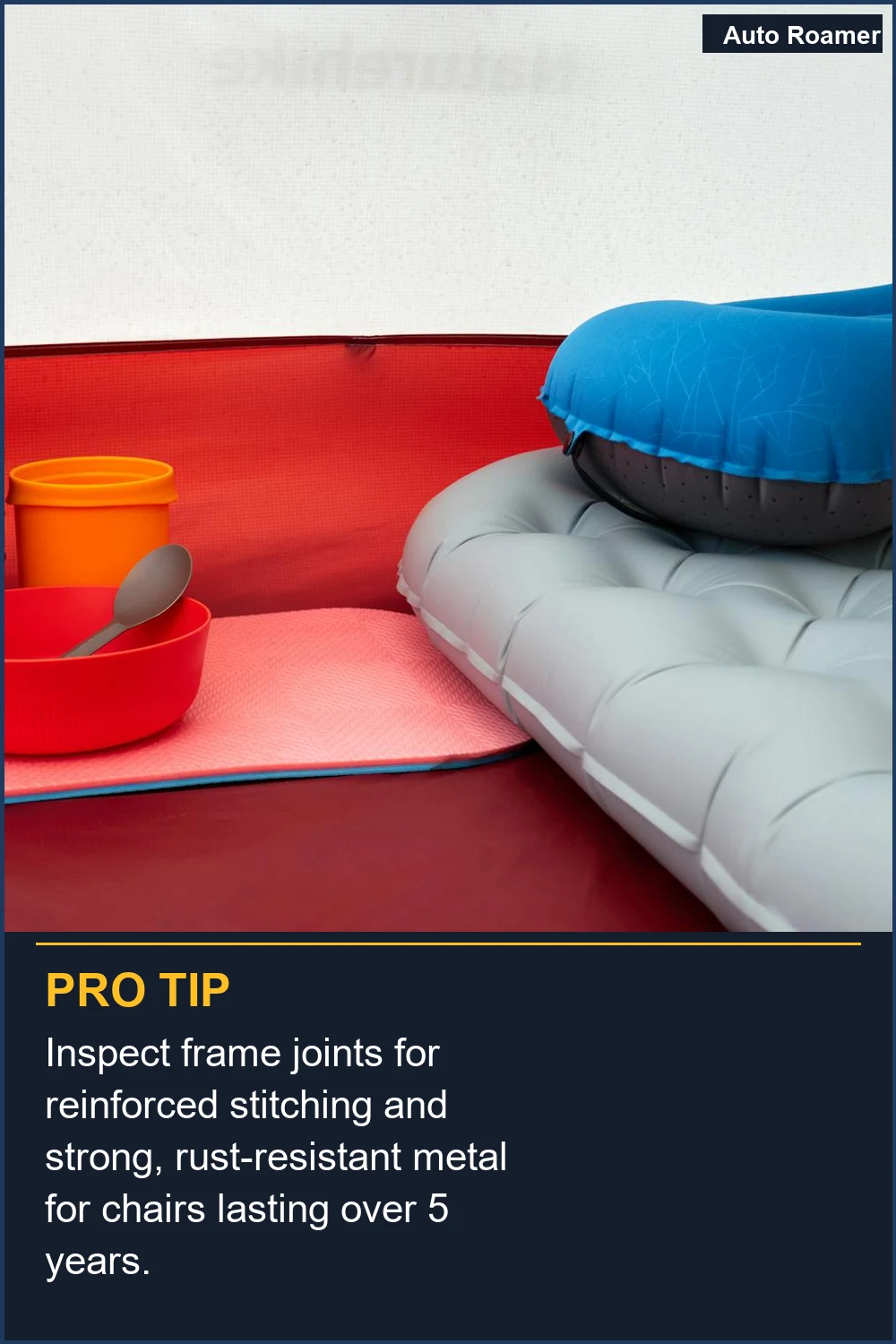 Inspect frame joints for reinforced stitching and strong, rust-resistant metal for chairs lasting over 5 years.