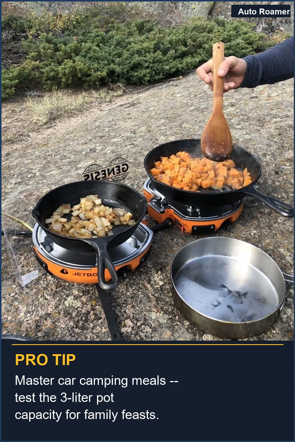 Master car camping meals -- test the 3-liter pot capacity for family feasts.