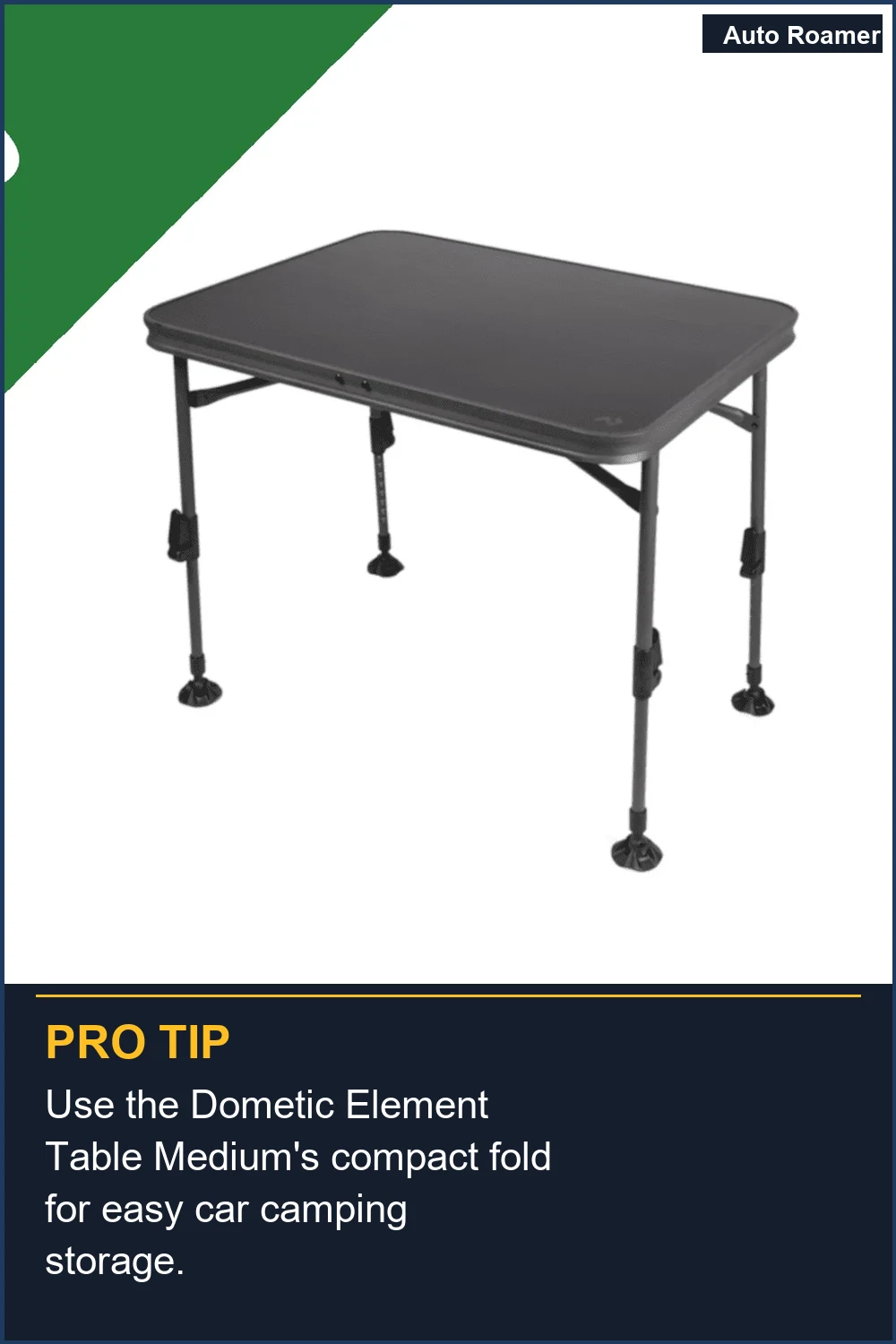 Use the Dometic Element Table Medium's compact fold for easy car camping storage.