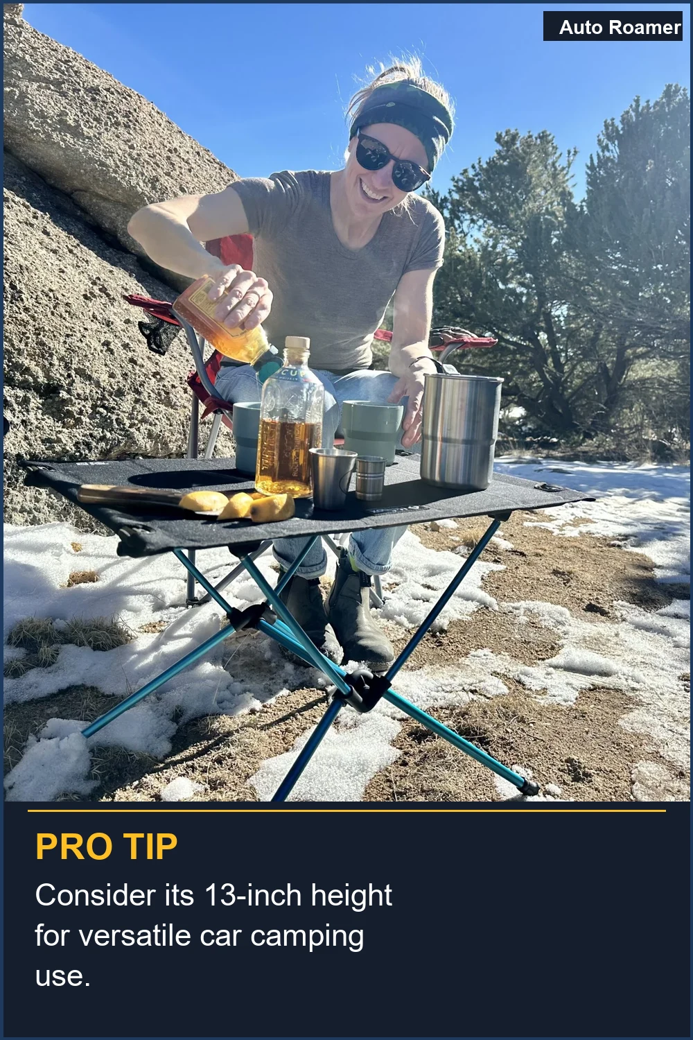 Consider its 13-inch height for versatile car camping use.