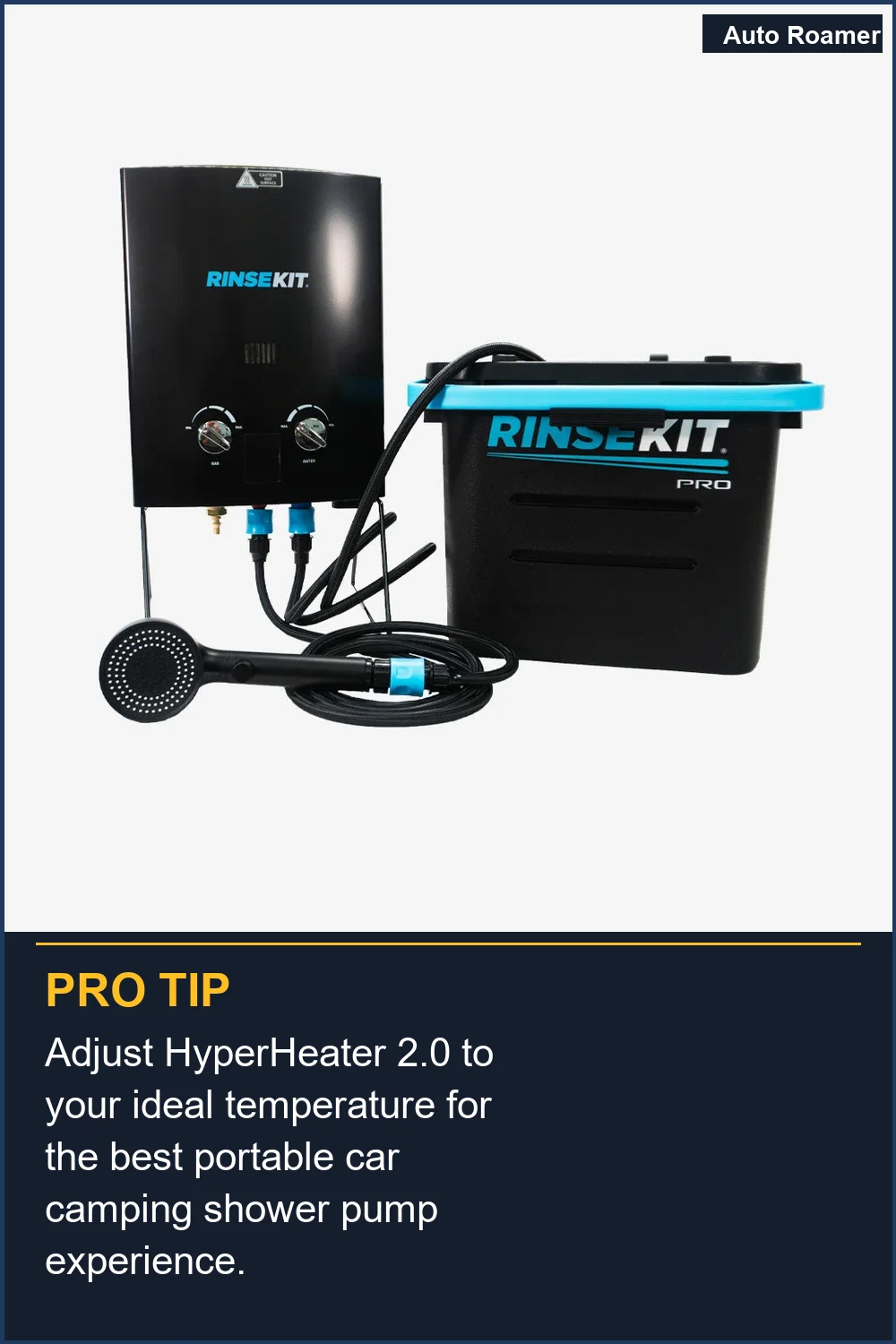 Adjust HyperHeater 2.0 to your ideal temperature for the best portable car camping shower pump experience.