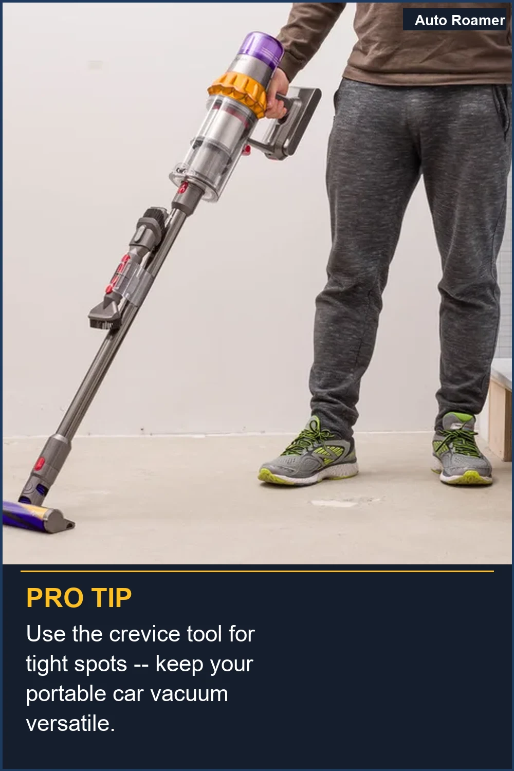 Use the crevice tool for tight spots -- keep your portable car vacuum versatile.