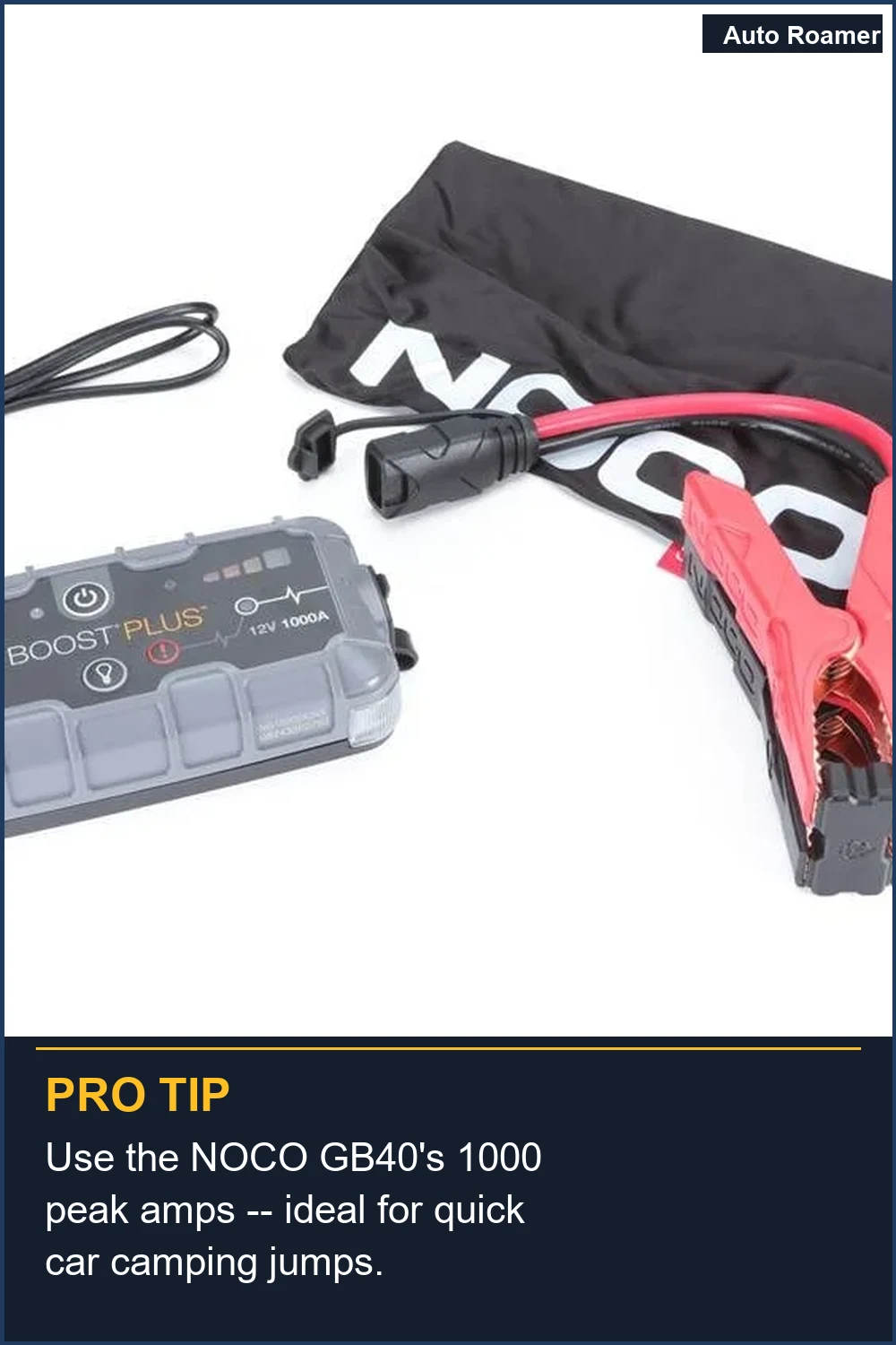 Use the NOCO GB40's 1000 peak amps -- ideal for quick car camping jumps.