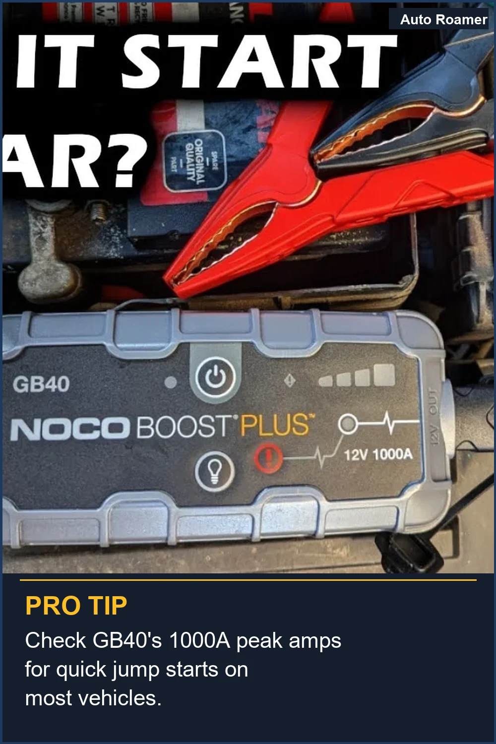 Check GB40's 1000A peak amps for quick jump starts on most vehicles.