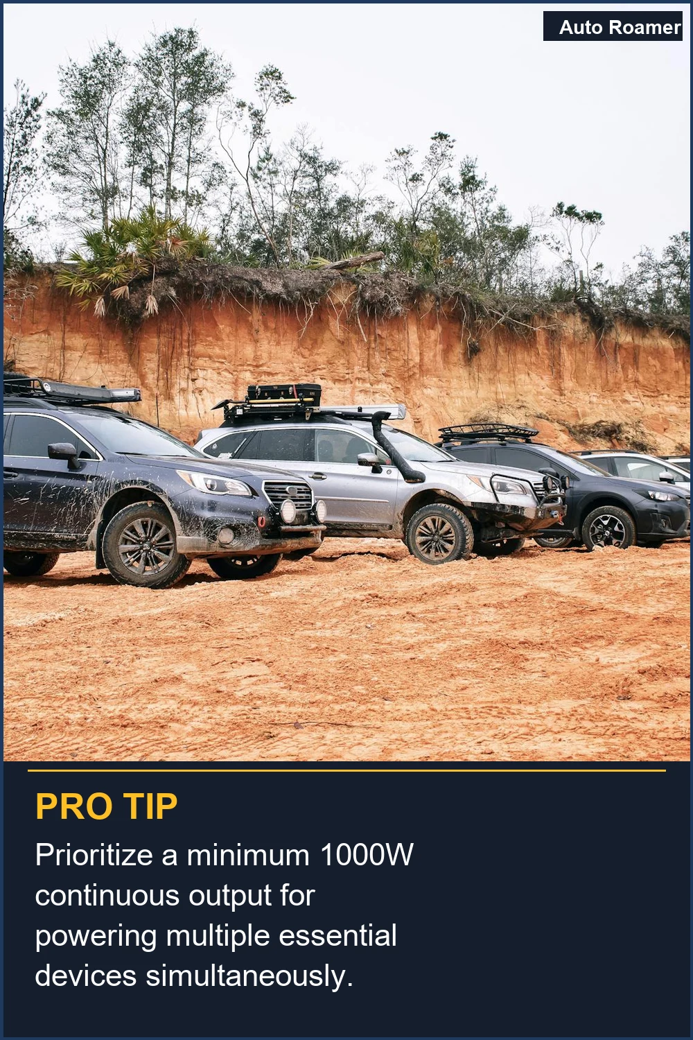 Prioritize a minimum 1000W continuous output for powering multiple essential devices simultaneously.