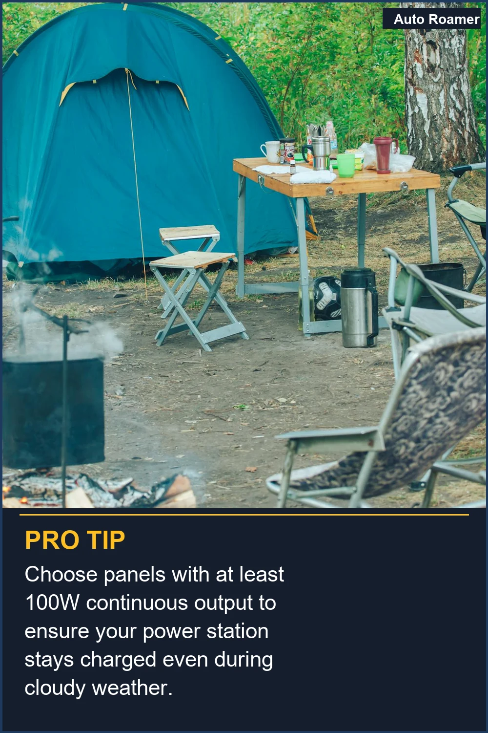 Choose panels with at least 100W continuous output to ensure your power station stays charged even during cloudy weather.