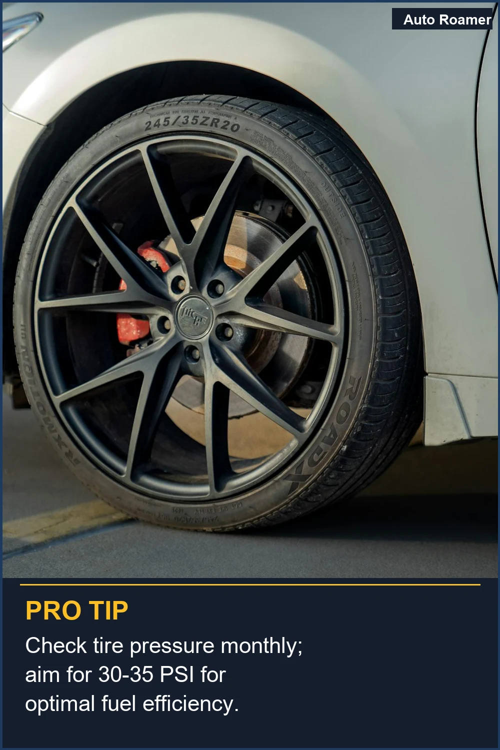 Check tire pressure monthly; aim for 30-35 PSI for optimal fuel efficiency.
