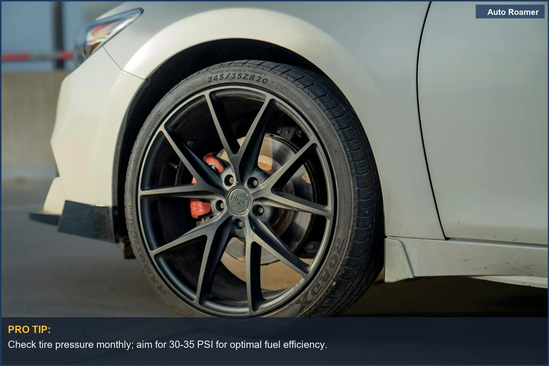 Close-up of a car tire tread, essential for a portable tire inflator's functionality.