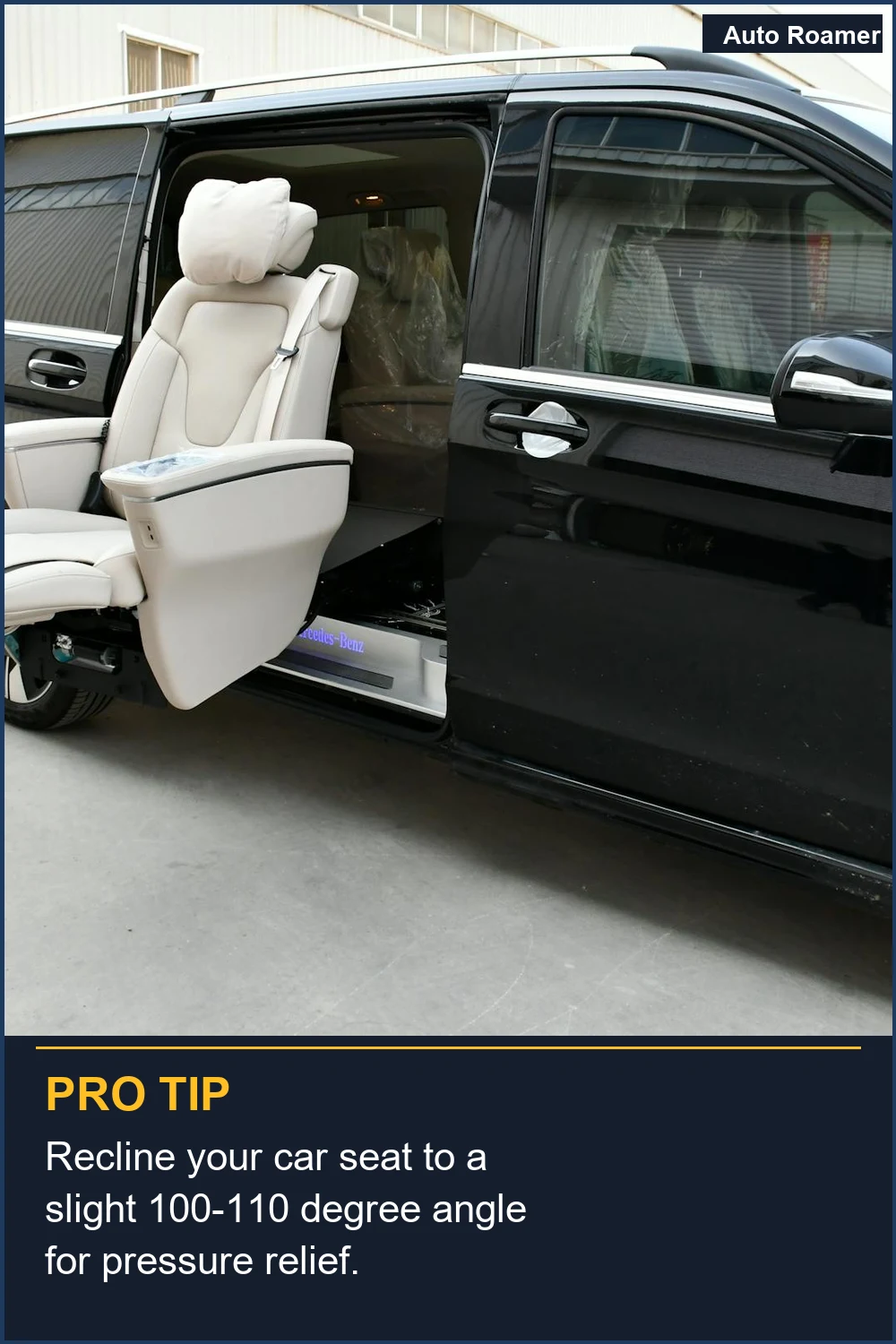 Recline your car seat to a slight 100-110 degree angle for pressure relief.