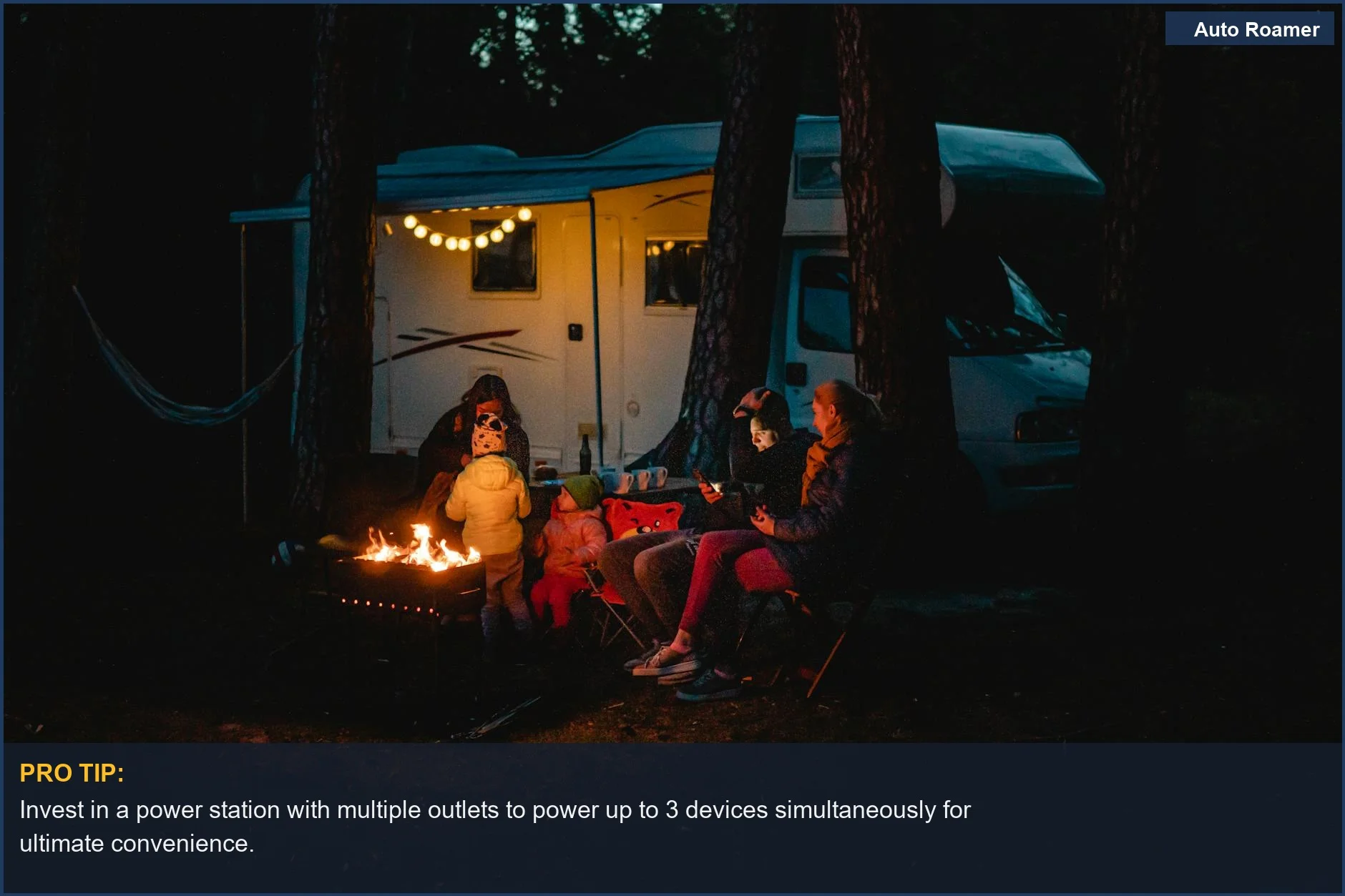 Family enjoying a campervan night powered by simple, convenient car camping power solutions.