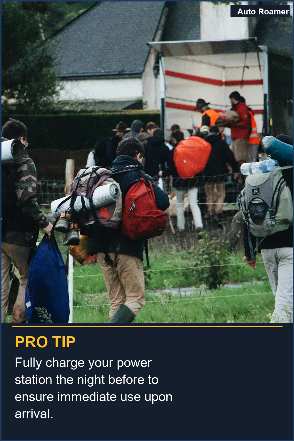 Fully charge your power station the night before to ensure immediate use upon arrival.