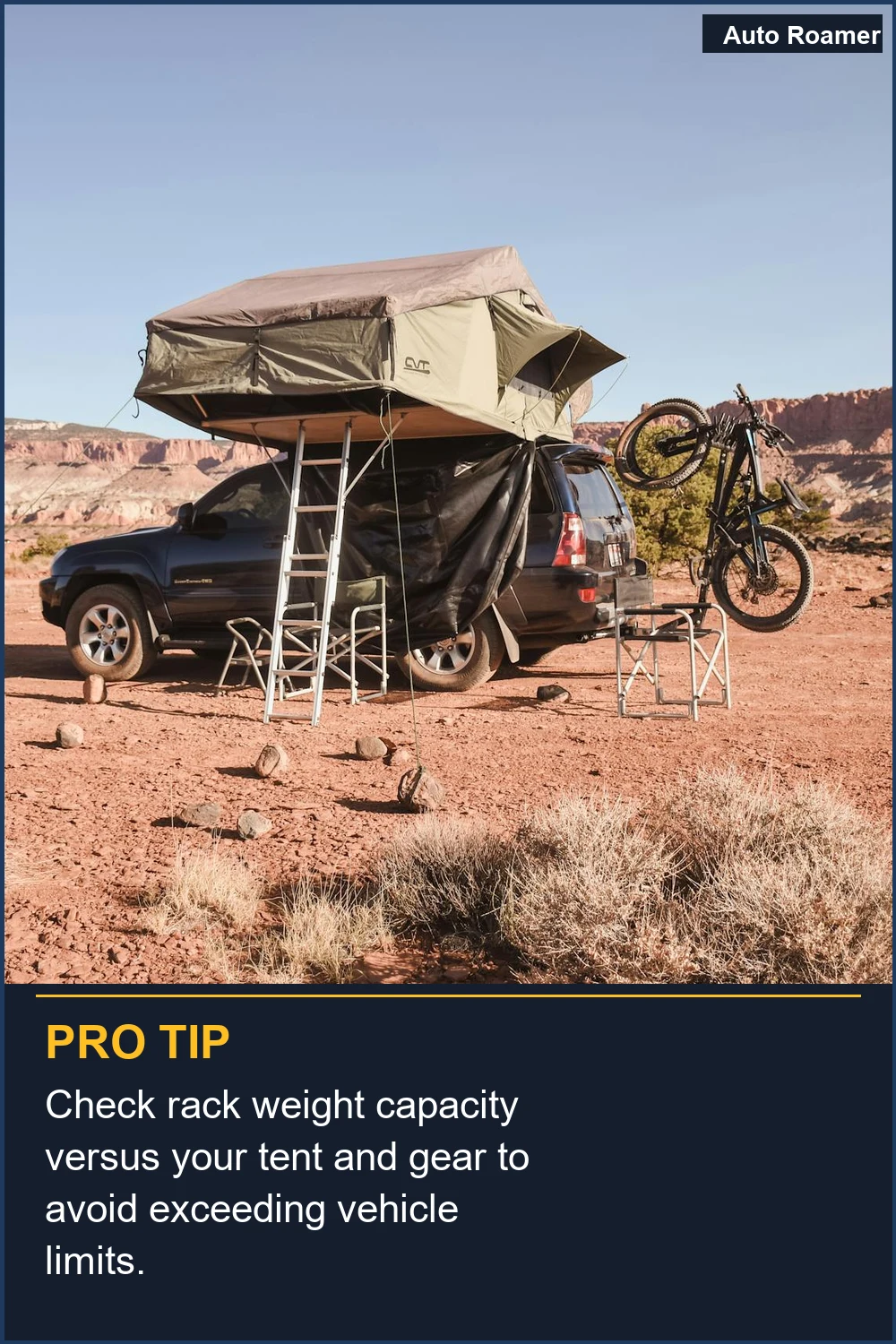 Check rack weight capacity versus your tent and gear to avoid exceeding vehicle limits.