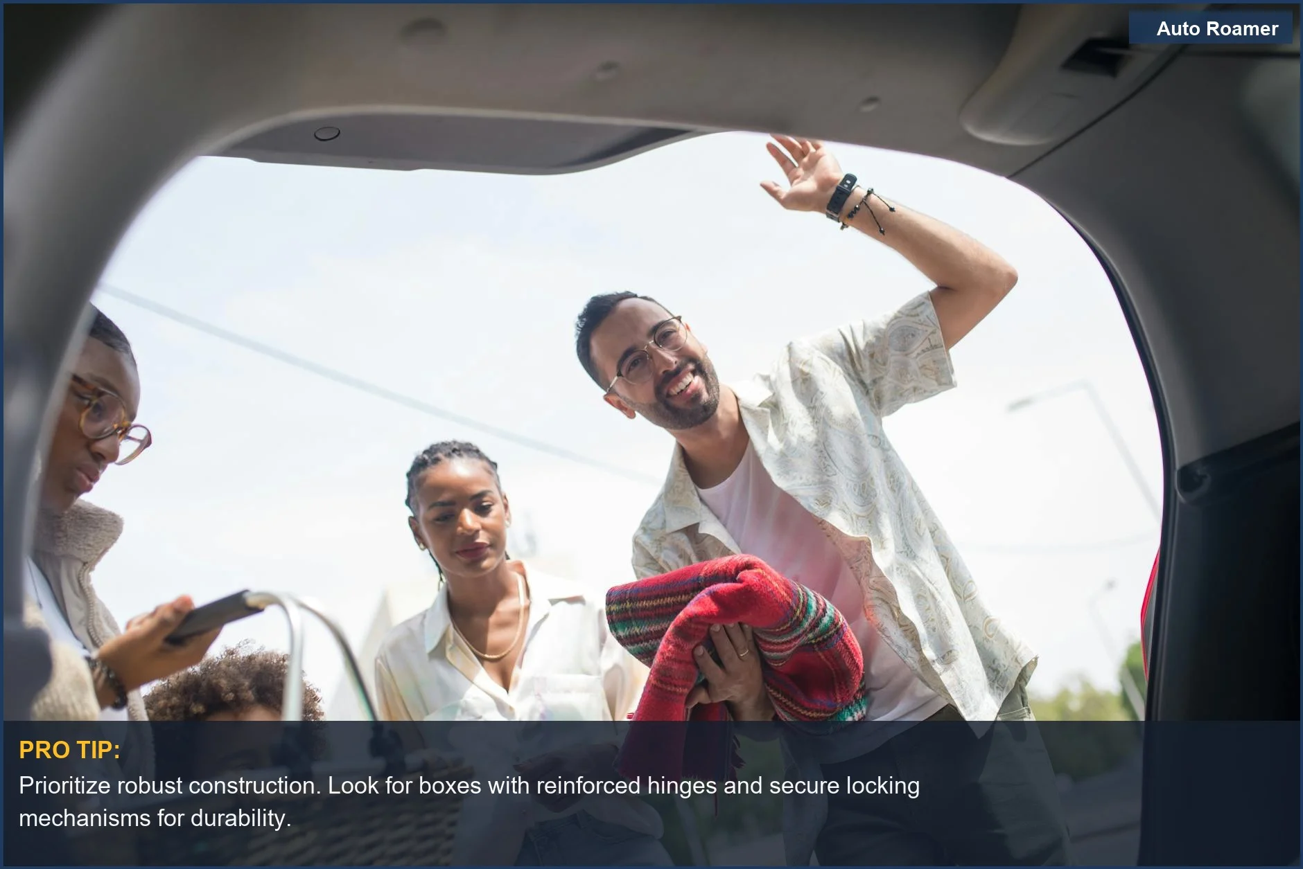 Family loading car for a picnic, symbolizing the joy of travel and the need for rooftop cargo solutions.