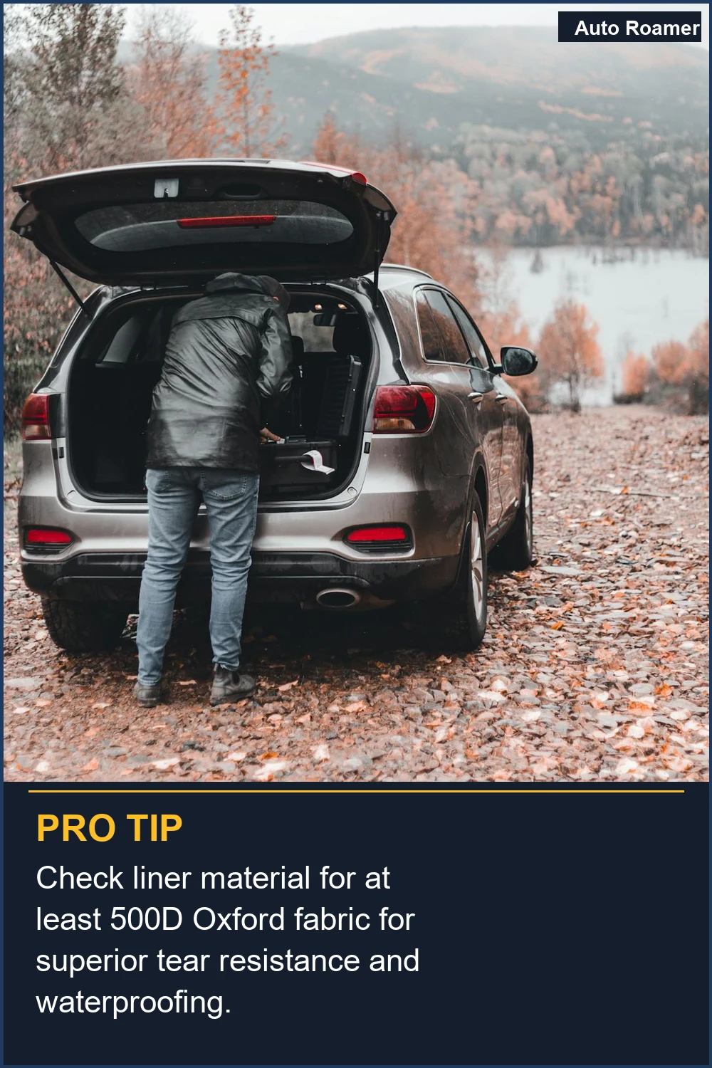 Check liner material for at least 500D Oxford fabric for superior tear resistance and waterproofing.