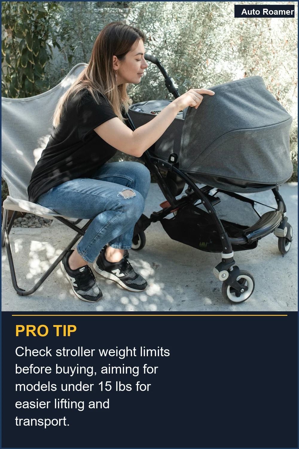 Check stroller weight limits before buying, aiming for models under 15 lbs for easier lifting and transport.