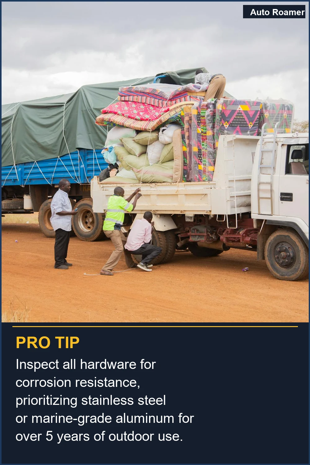 Inspect all hardware for corrosion resistance, prioritizing stainless steel or marine-grade aluminum for over 5 years of outdoor use.