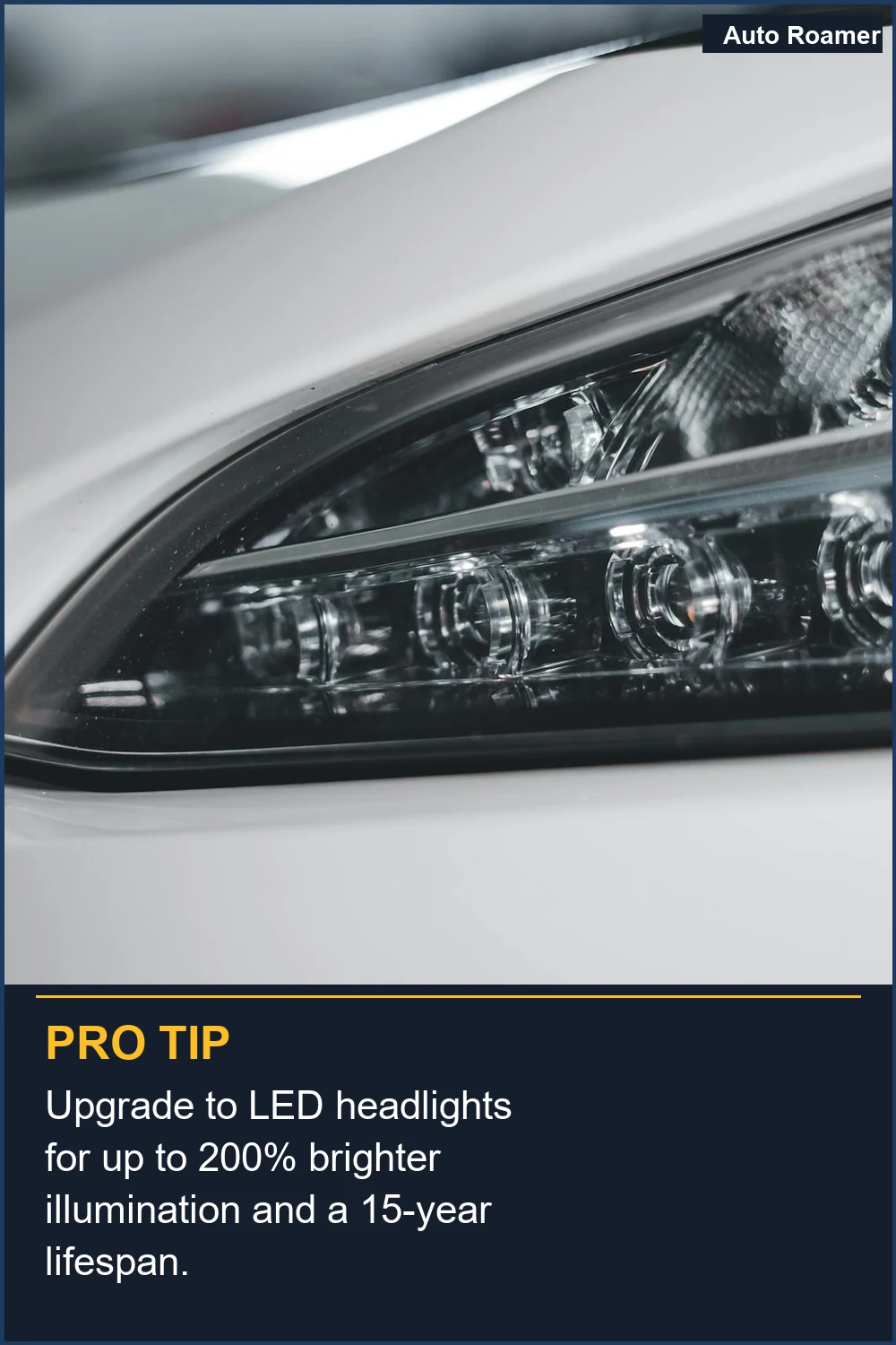 Upgrade to LED headlights for up to 200% brighter illumination and a 15-year lifespan.