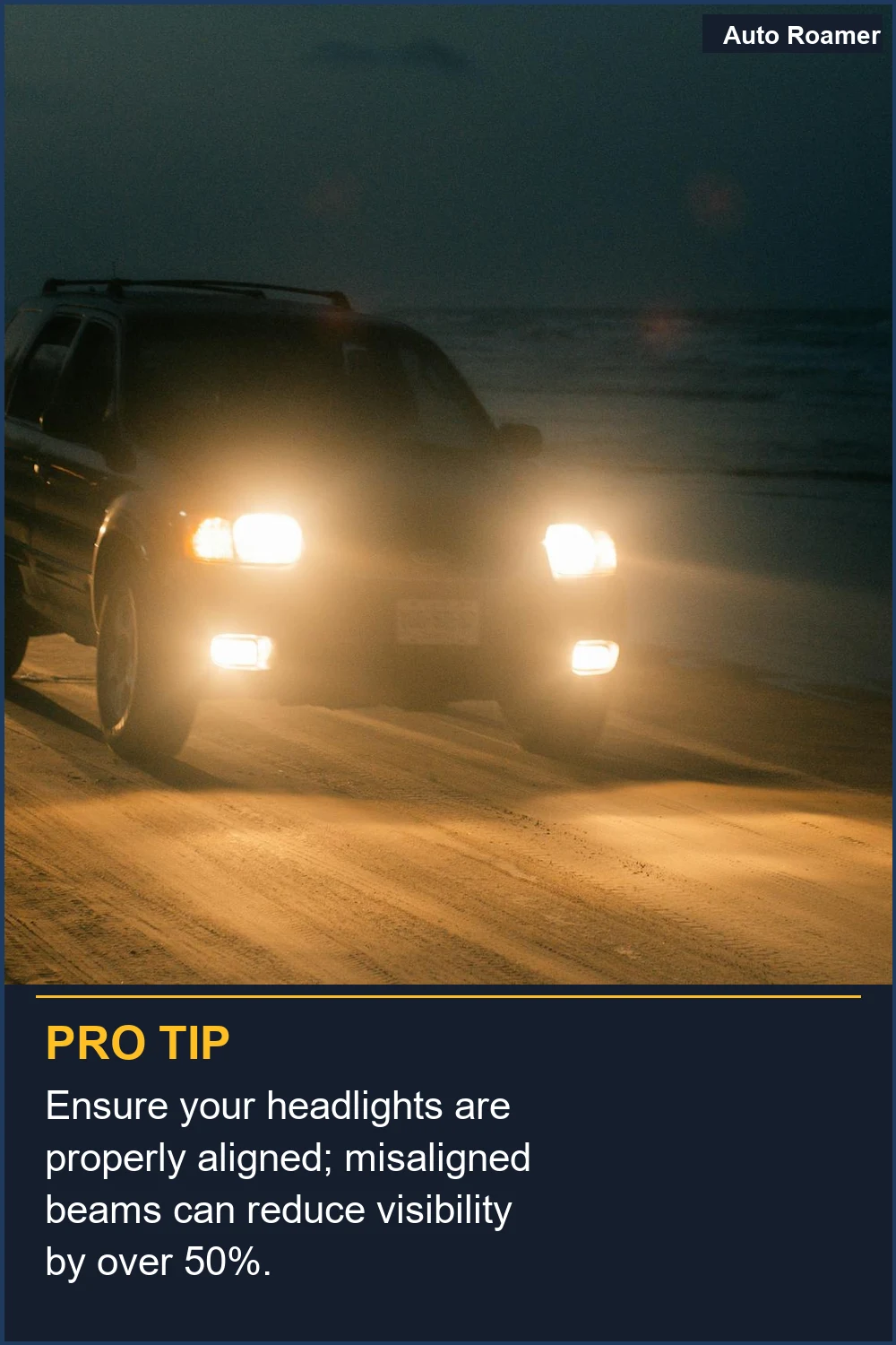 Ensure your headlights are properly aligned; misaligned beams can reduce visibility by over 50%.
