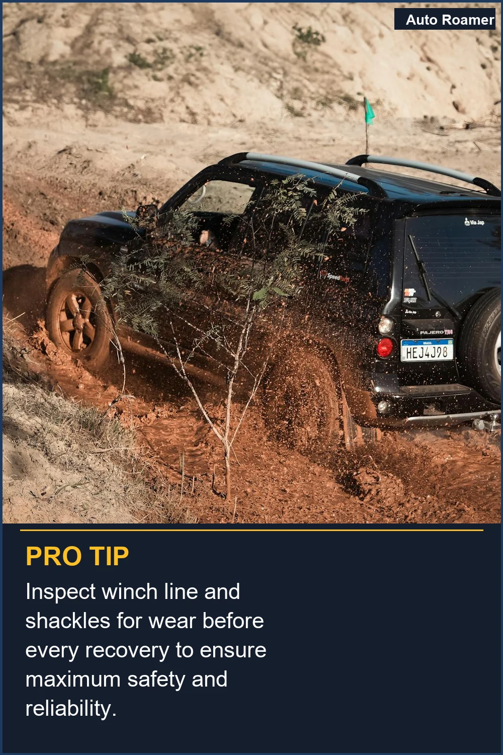 Inspect winch line and shackles for wear before every recovery to ensure maximum safety and reliability.