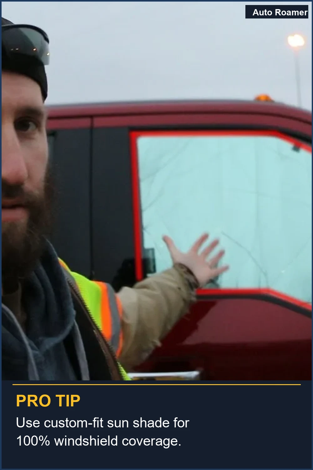Use un parasol de ajuste personalizado para una cobertura del 100% del parabrisas.