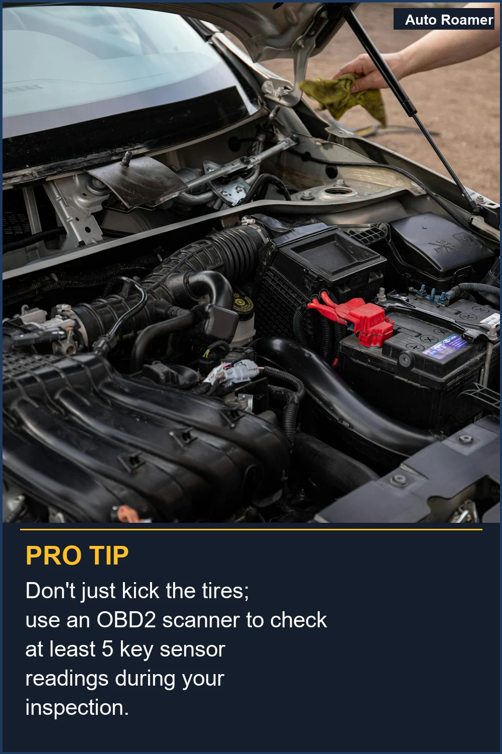 No te limites a dar patadas a los neumáticos; utiliza un escáner OBD2 para comprobar al menos 5 lecturas clave de sensores durante tu inspección.