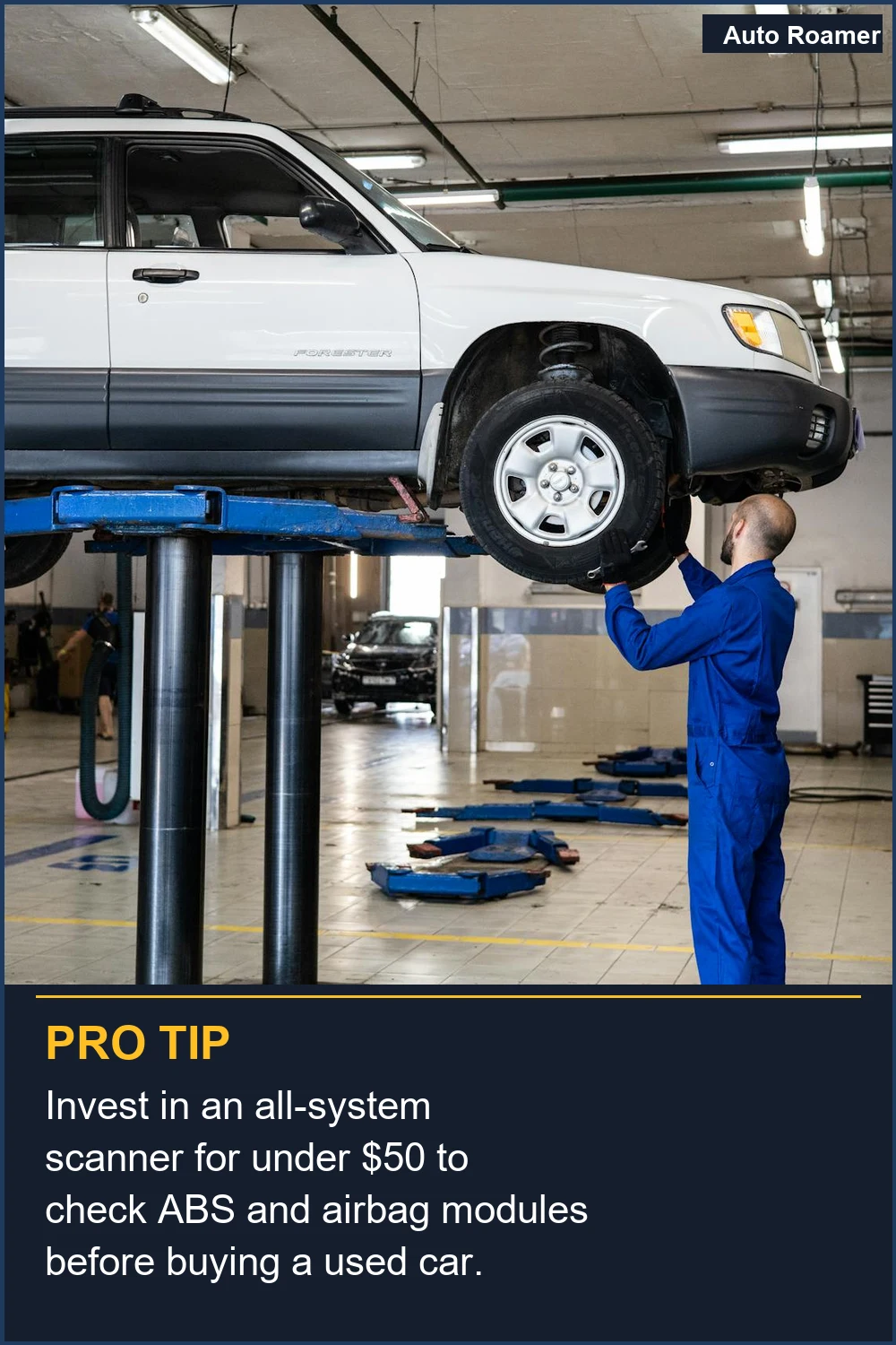 Invierte en un escáner de todos los sistemas por menos de 50 dólares para verificar los módulos ABS y de airbag antes de comprar un coche usado.