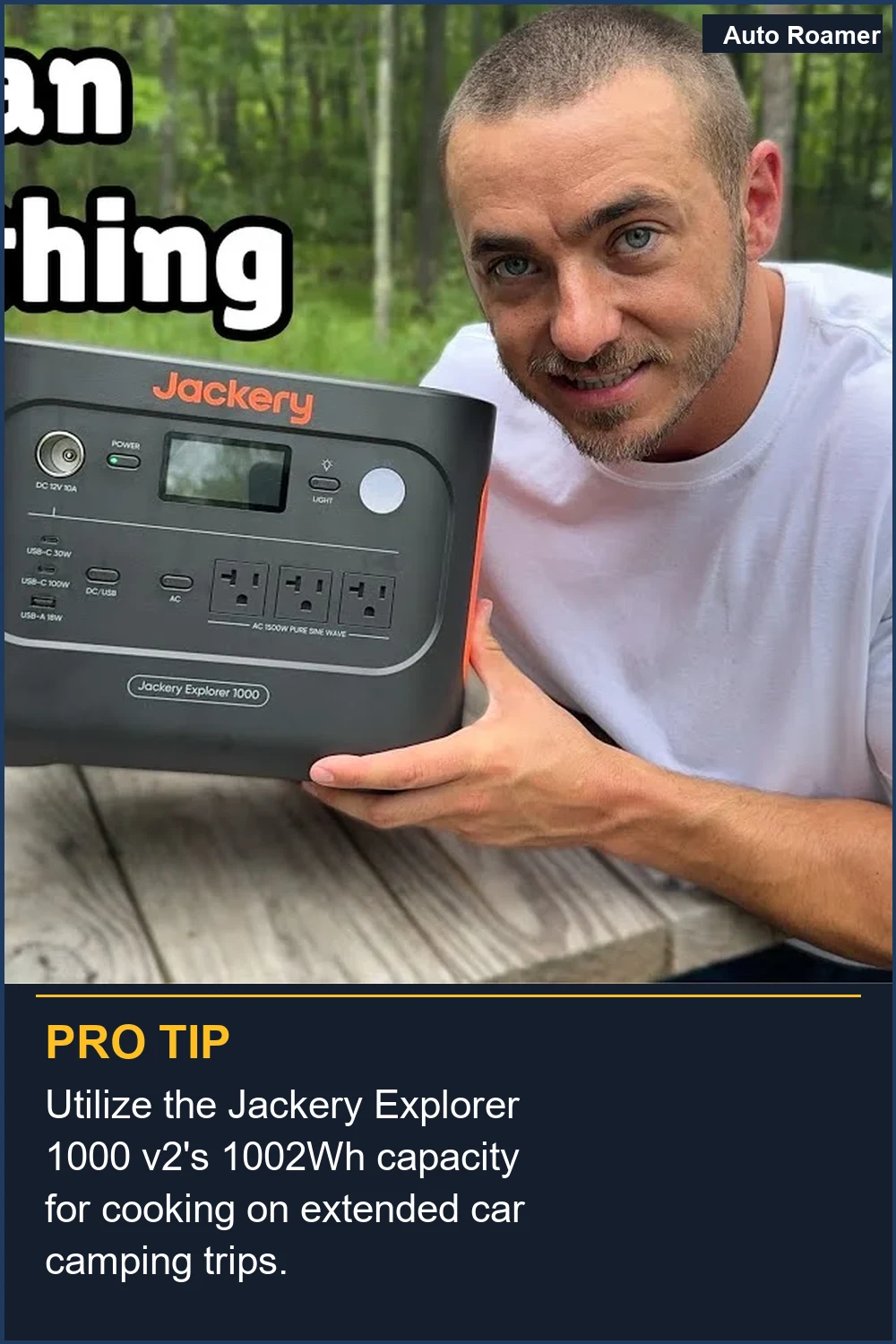 Utilize the Jackery Explorer 1000 v2's 1002Wh capacity for cooking on extended car camping trips.