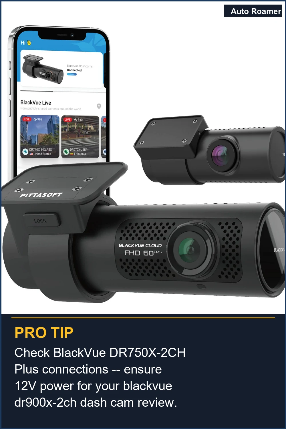 Check BlackVue DR750X-2CH Plus connections -- ensure 12V power for your blackvue dr900x-2ch dash cam review.