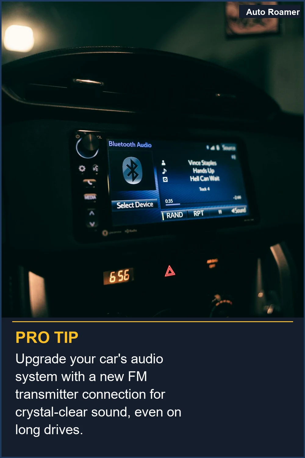 Upgrade your car's audio system with a new FM transmitter connection for crystal-clear sound, even on long drives.