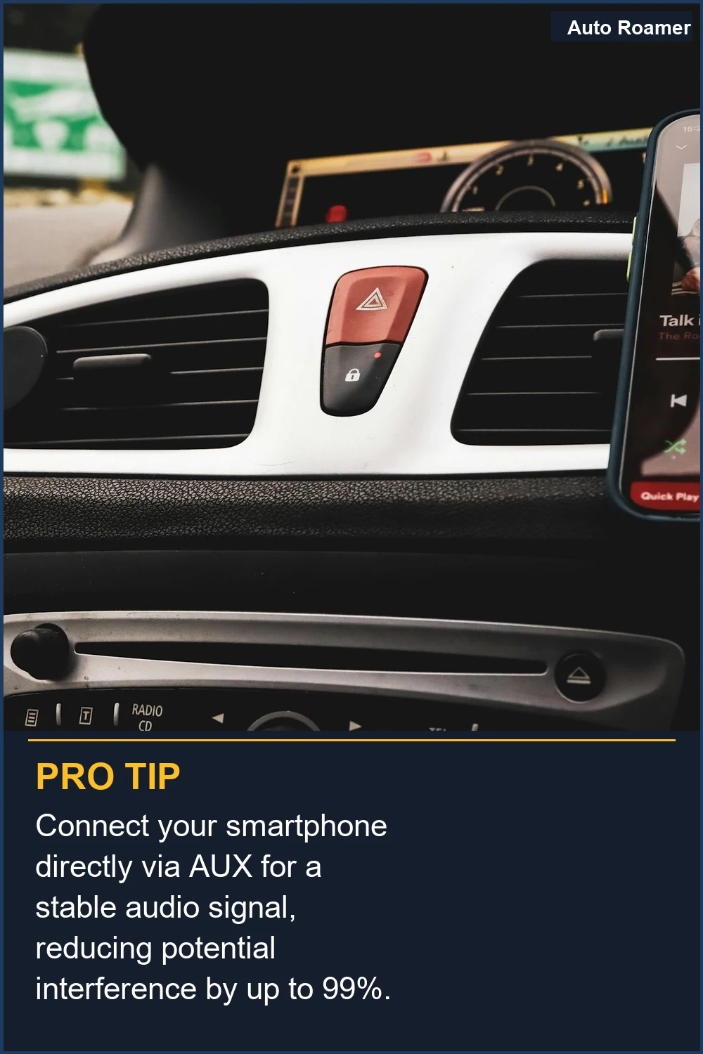 Connect your smartphone directly via AUX for a stable audio signal, reducing potential interference by up to 99%.