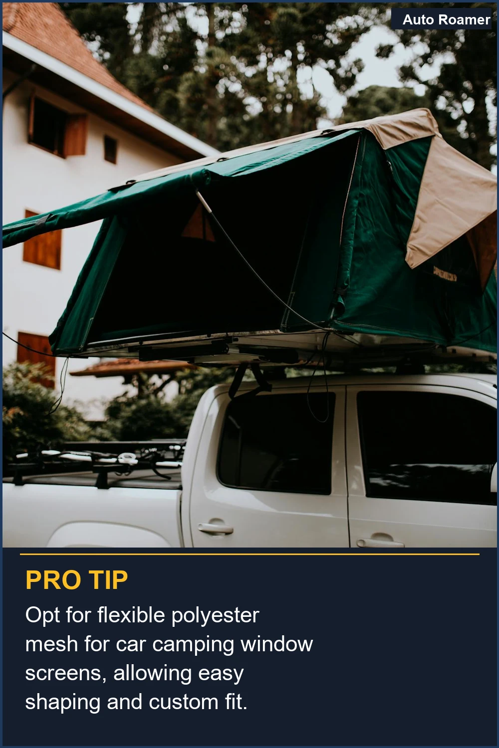 Opt for flexible polyester mesh for car camping window screens, allowing easy shaping and custom fit.