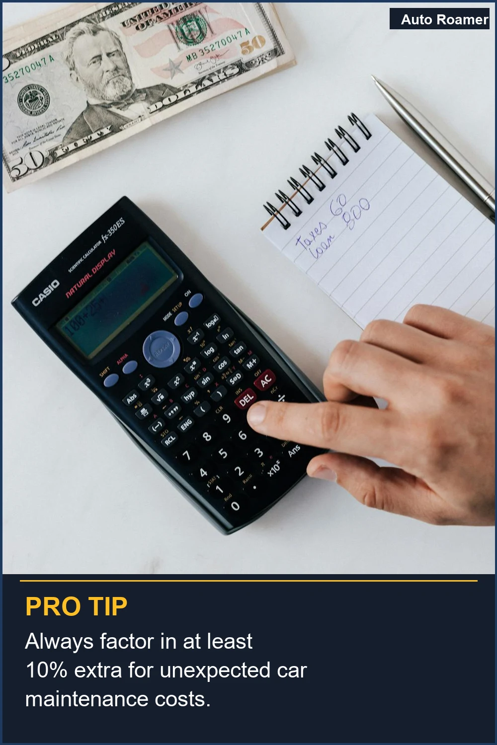 Siempre incluye al menos un 10% adicional para costos de mantenimiento inesperados del coche.