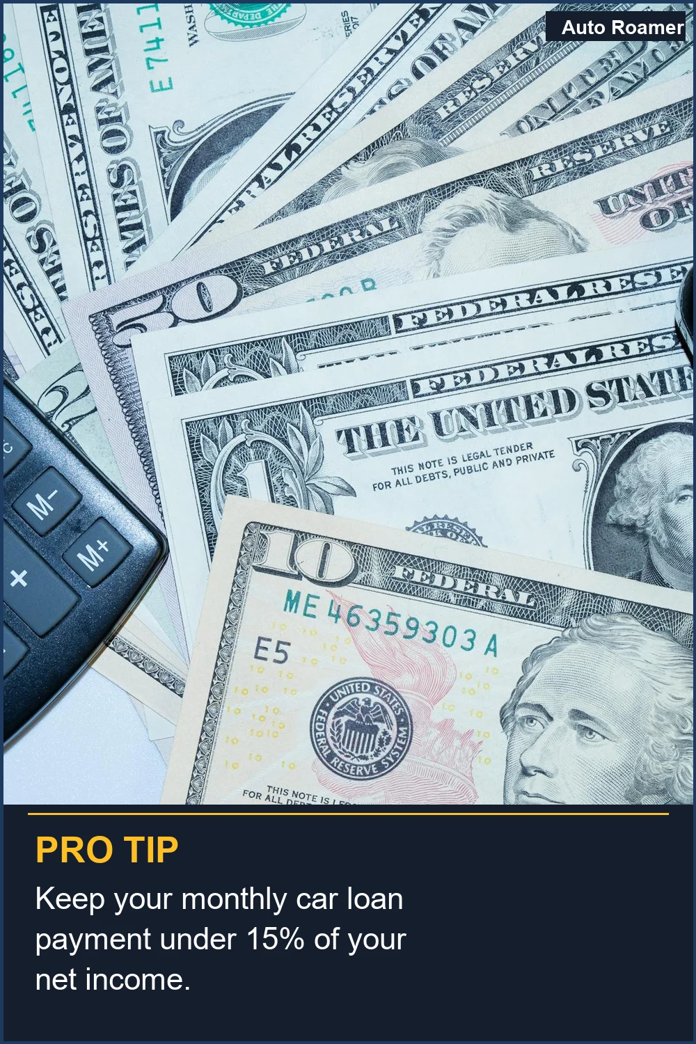 Mantén tu cuota mensual del préstamo del coche por debajo del 15% de tu ingreso neto.