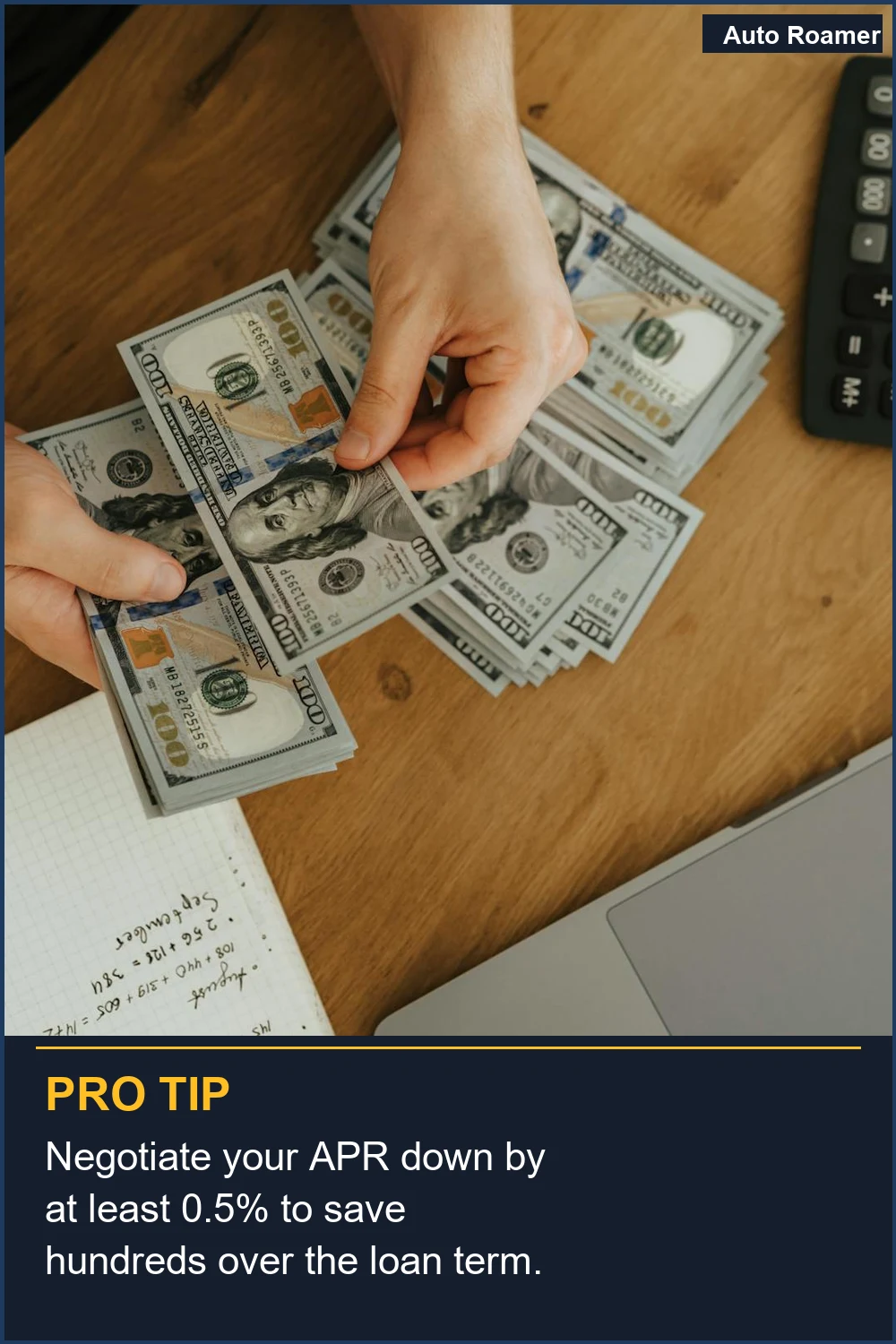 Negocia tu APR para que baje al menos un 0.5% para ahorrar cientos durante el plazo del préstamo.