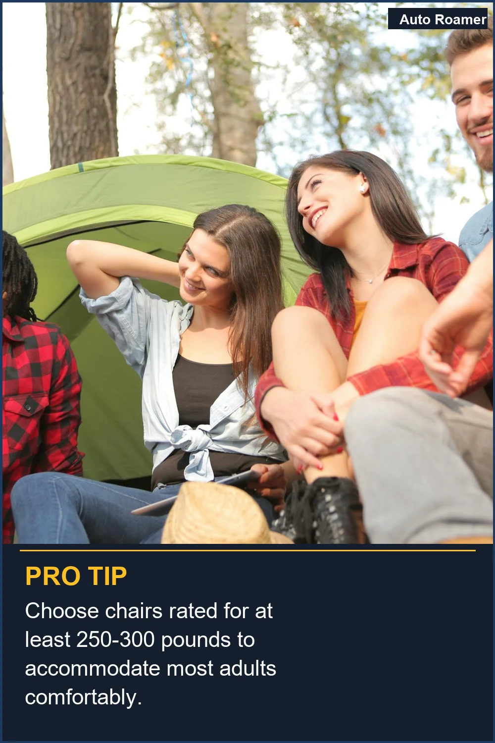 Choose chairs rated for at least 250-300 pounds to accommodate most adults comfortably.