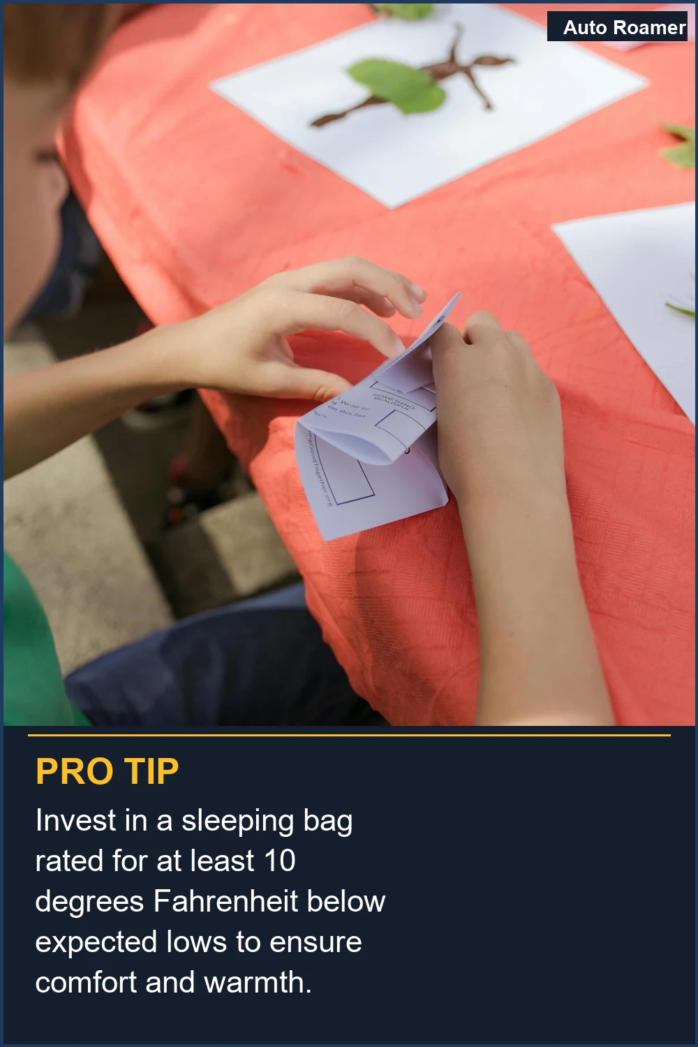 Invest in a sleeping bag rated for at least 10 degrees Fahrenheit below expected lows to ensure comfort and warmth.