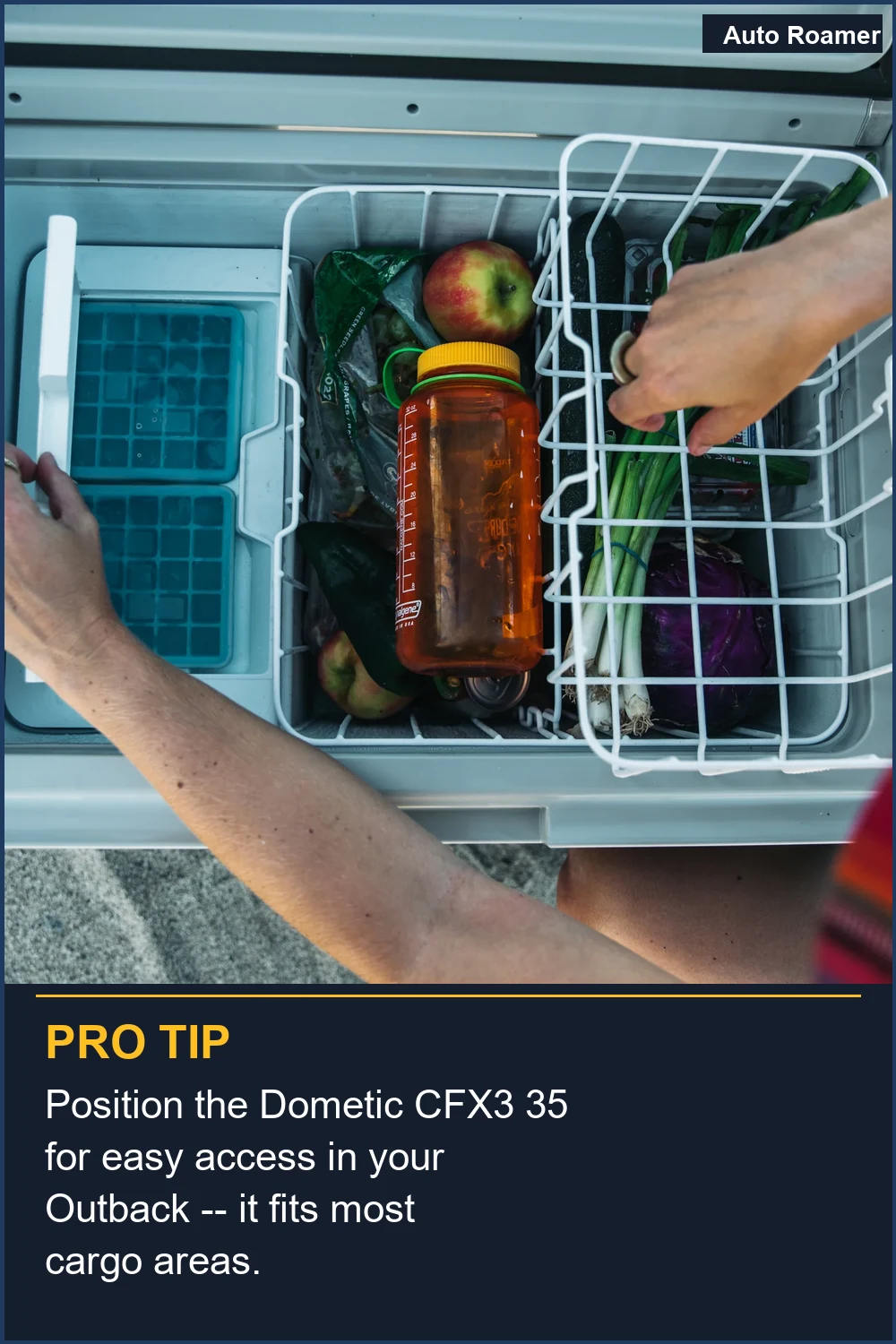 Position the Dometic CFX3 35 for easy access in your Outback -- it fits most cargo areas.