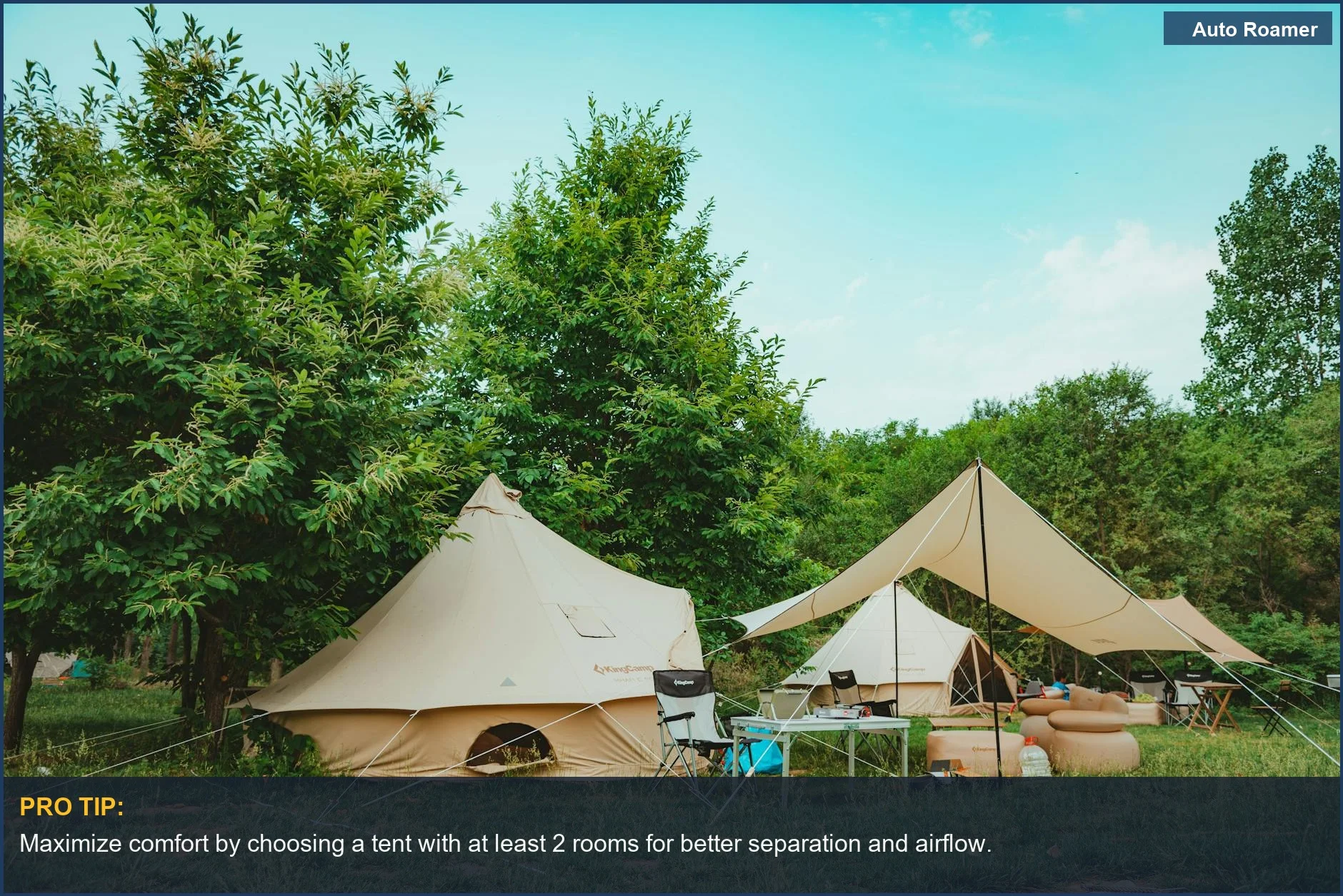 Spacious camping tents with rooms offer privacy and organization for family car camping adventures.