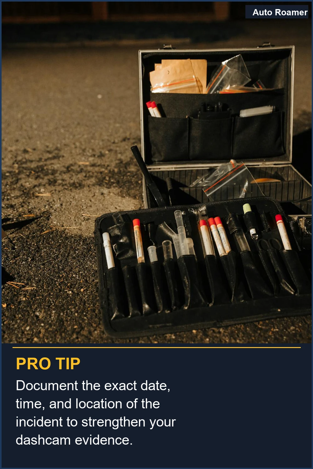Document the exact date, time, and location of the incident to strengthen your dashcam evidence.