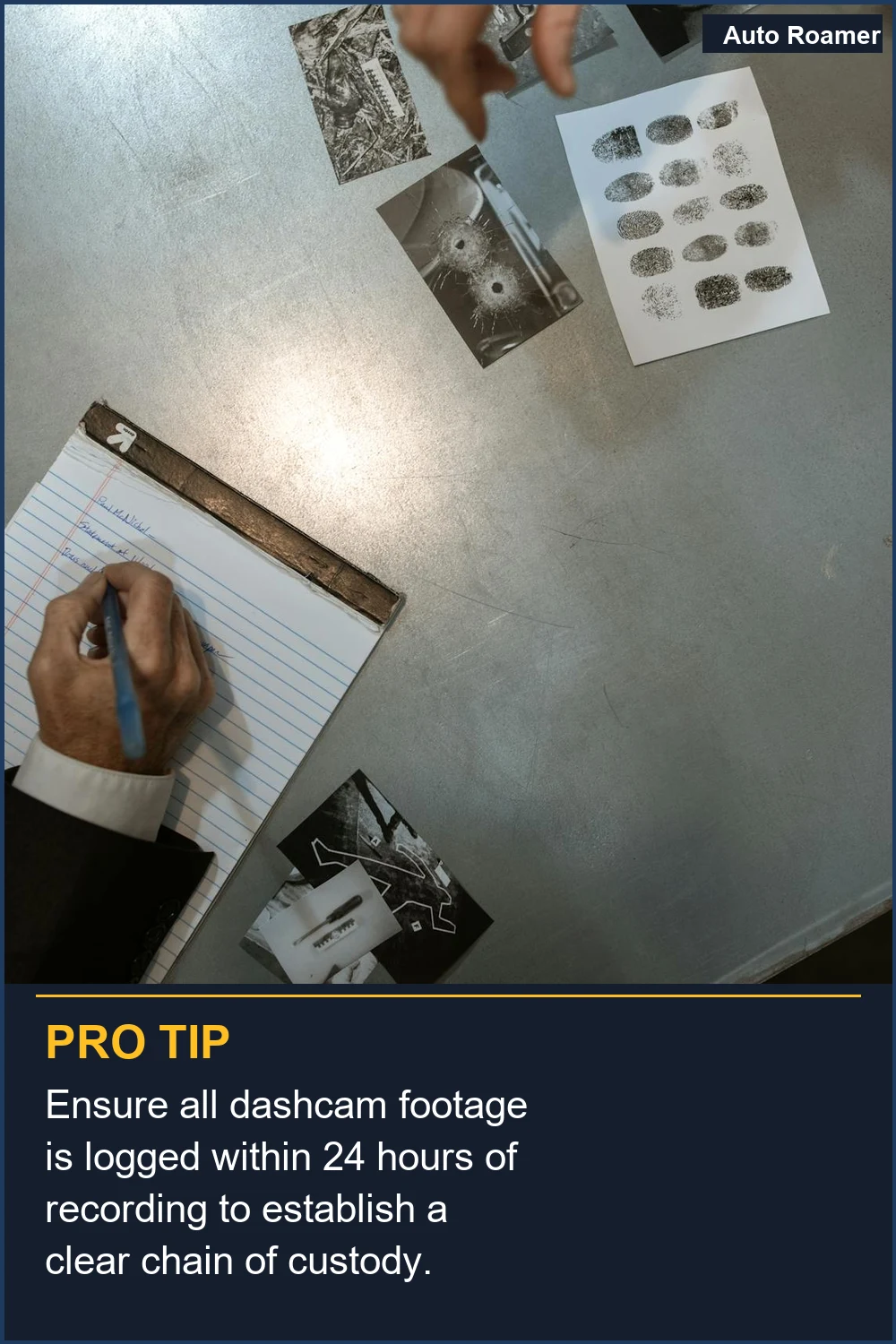 Ensure all dashcam footage is logged within 24 hours of recording to establish a clear chain of custody.