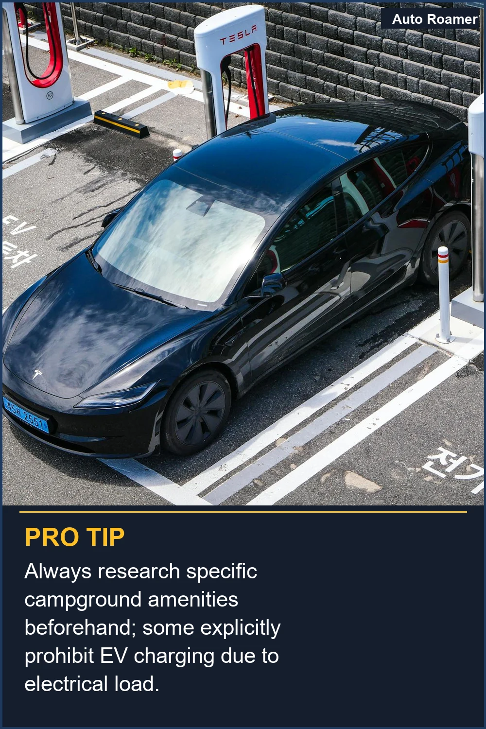 Always research specific campground amenities beforehand; some explicitly prohibit EV charging due to electrical load.