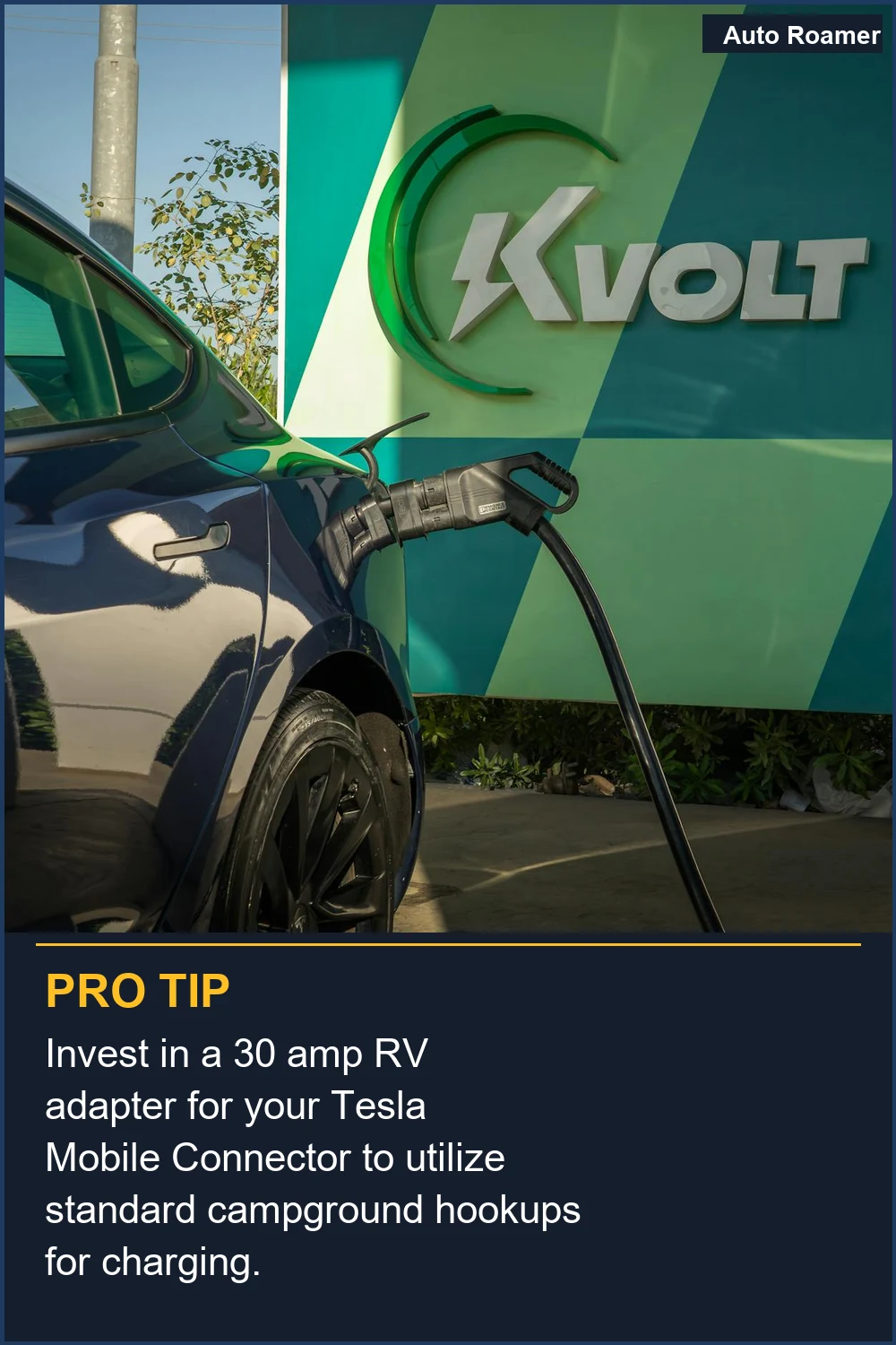 Invest in a 30 amp RV adapter for your Tesla Mobile Connector to utilize standard campground hookups for charging.