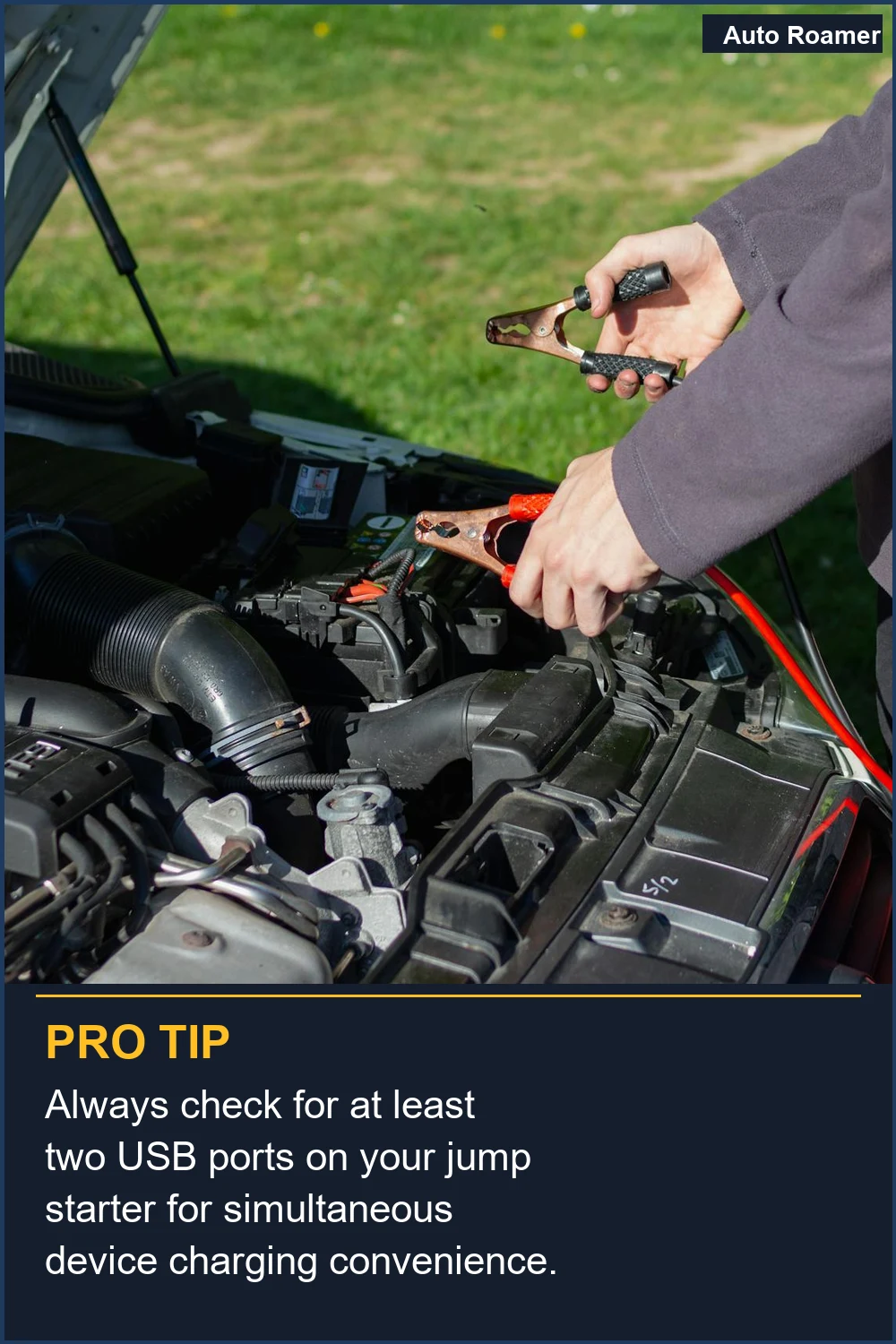 Always check for at least two USB ports on your jump starter for simultaneous device charging convenience.