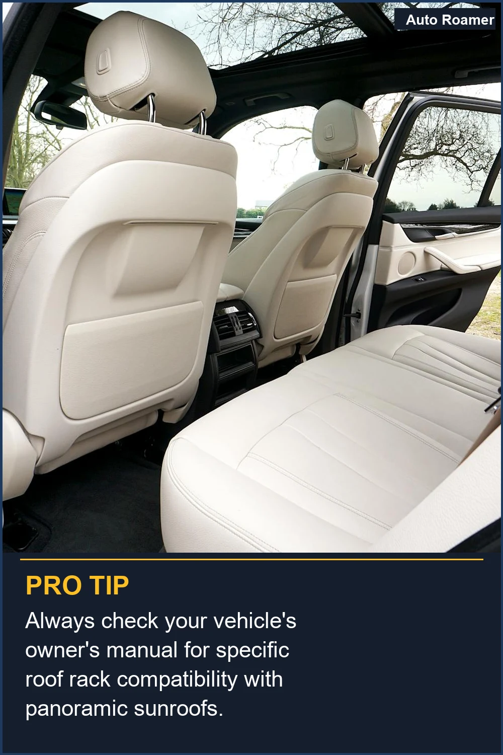 Always check your vehicle's owner's manual for specific roof rack compatibility with panoramic sunroofs.