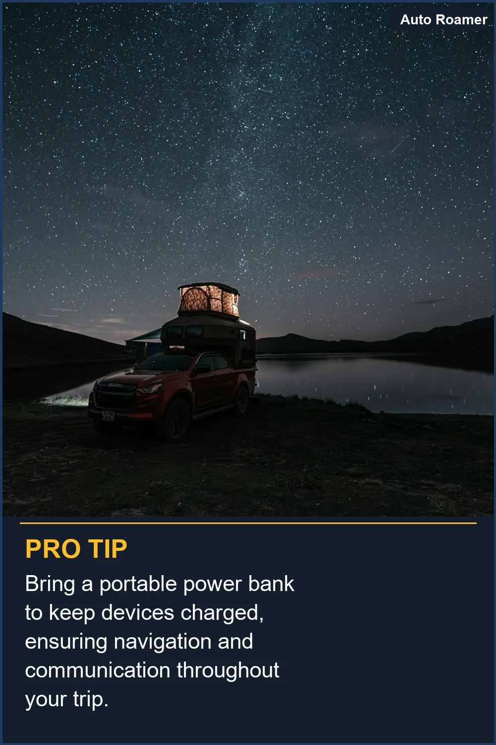 Lleva una batería externa portátil para mantener los dispositivos cargados, asegurando la navegación y la comunicación durante todo tu viaje.