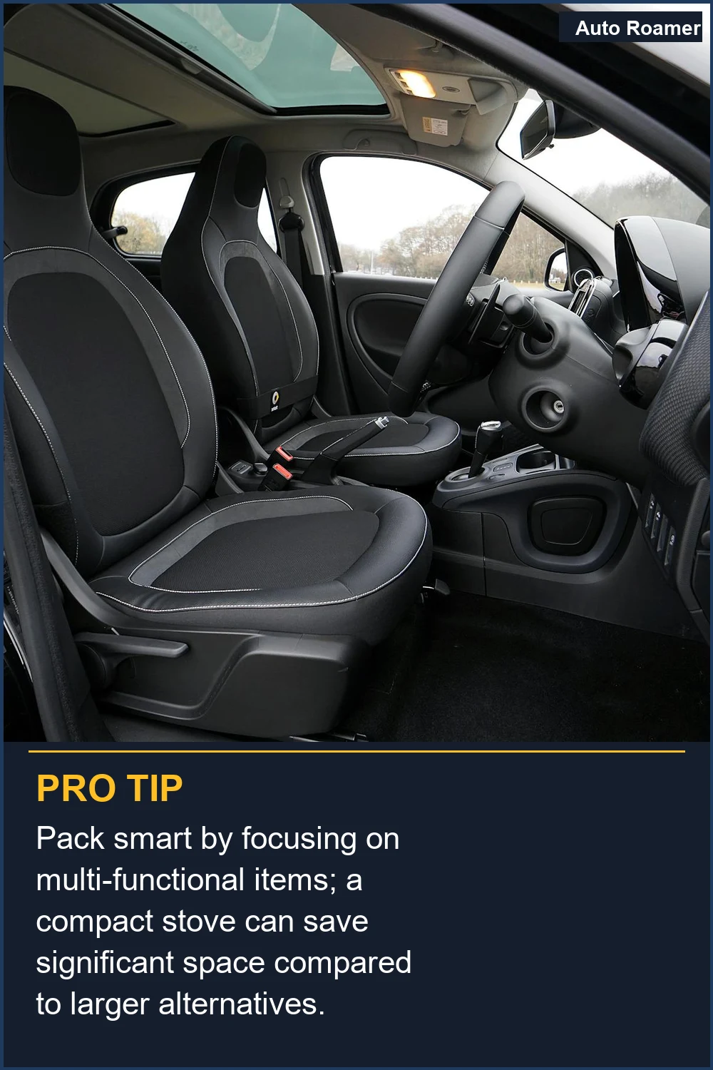 Pack smart by focusing on multi-functional items; a compact stove can save significant space compared to larger alternatives.