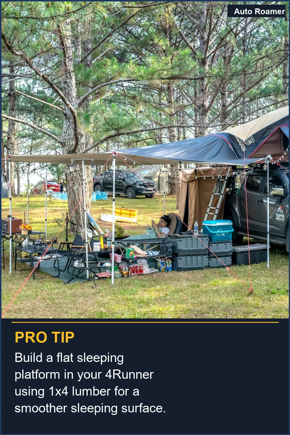 Construye una plataforma para dormir plana en tu 4Runner usando madera de 1x4 para una superficie de sueño más suave.