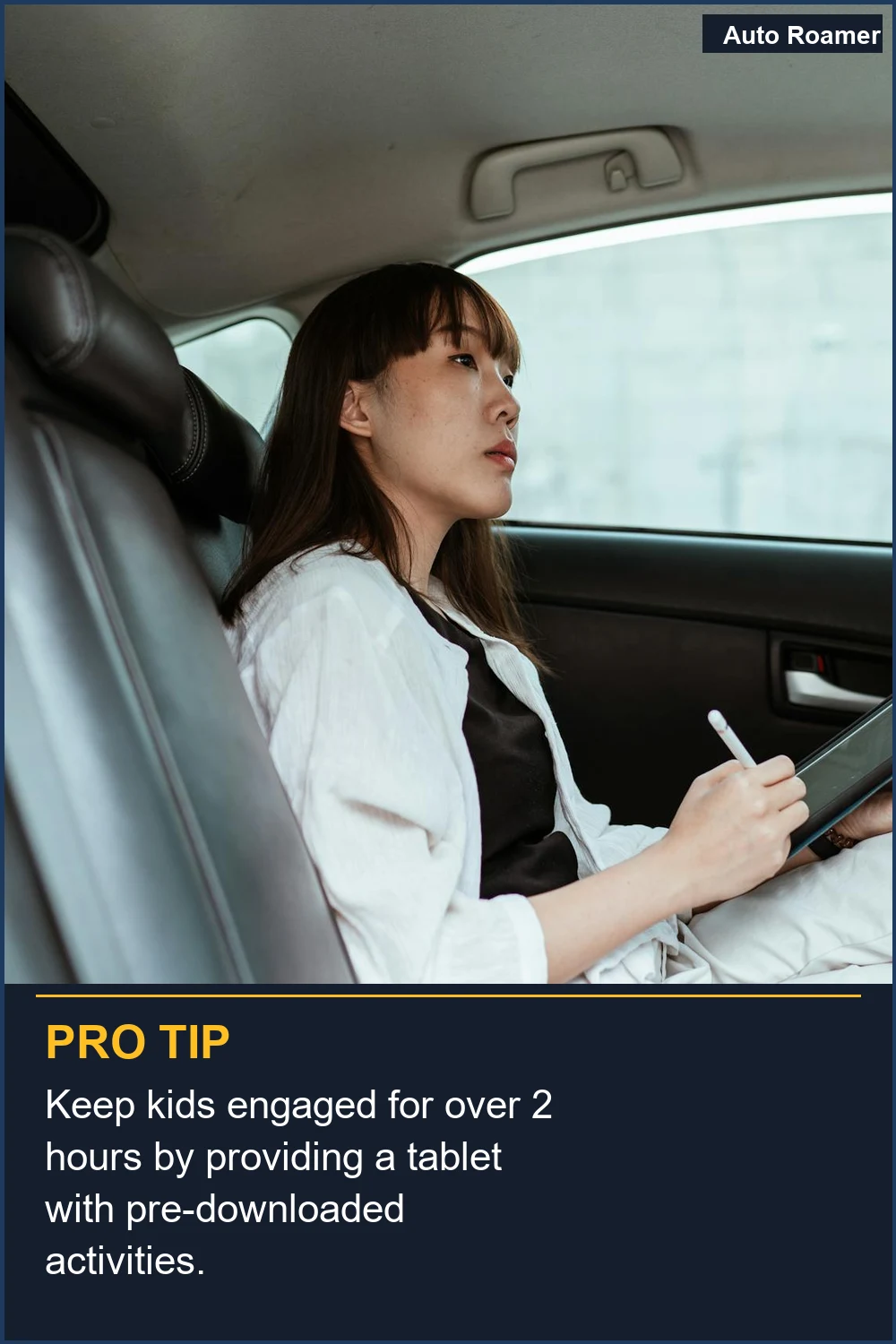 Keep kids engaged for over 2 hours by providing a tablet with pre-downloaded activities.