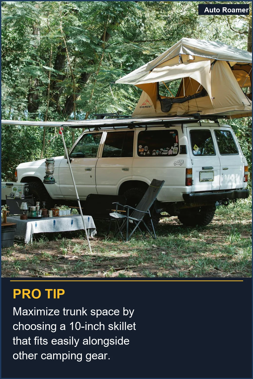 Maximize trunk space by choosing a 10-inch skillet that fits easily alongside other camping gear.