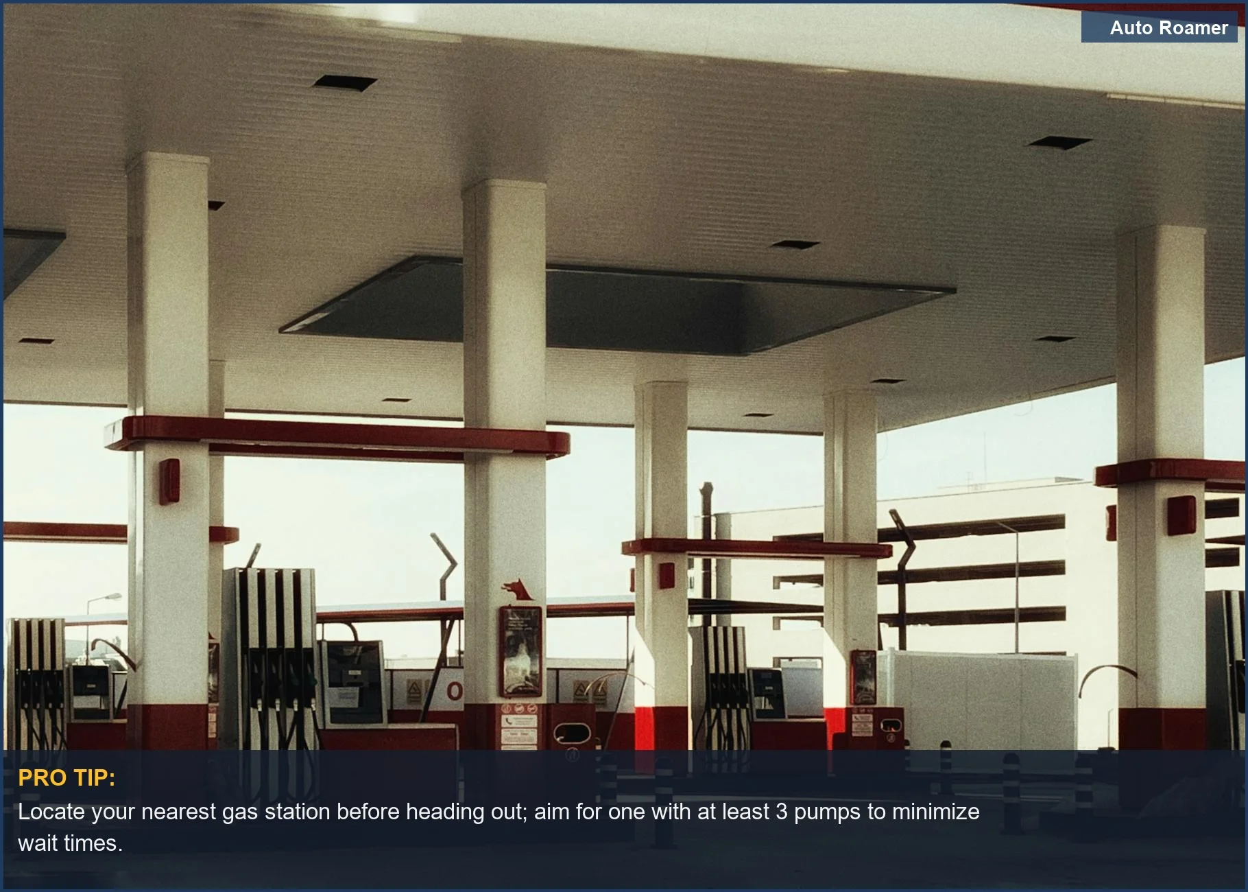 Modern gas station with bright pumps, showing where to find gas vs electric generator fuel.